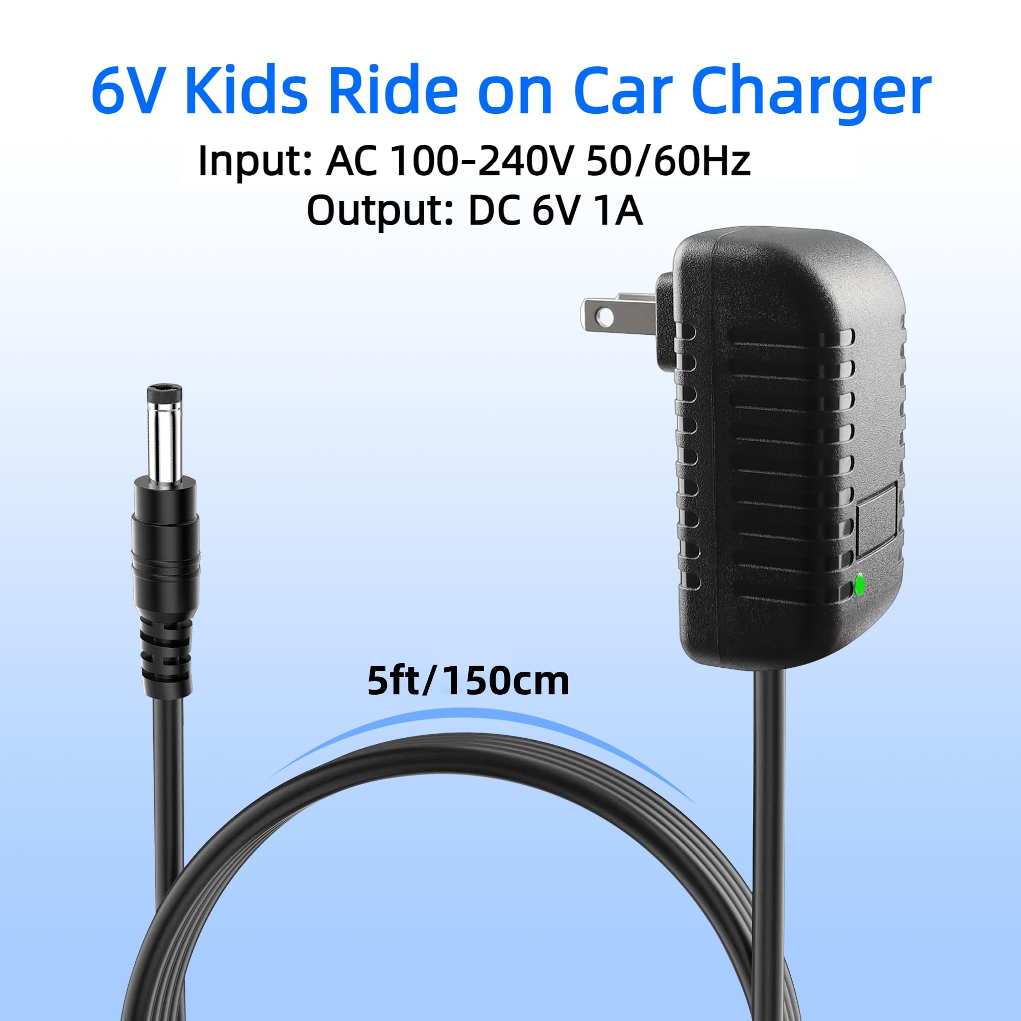 6V 1A Battery Charger for Kids Ride-On Toys - Compatible with Hello Kitty SUV, Kid Trax, Toddler Quad & ATV Electric Vehicles - Perfect for Home, Playground & Outdoor Use