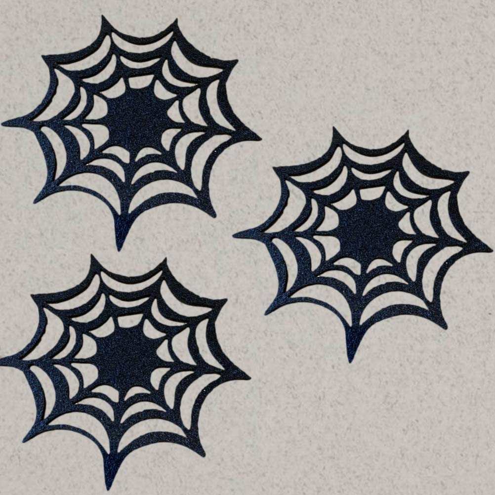 10-Pack Halloween Felt Pot Holders & Spider Web Coasters Set - Black Circular Table Runners, Silicone Drink Coasters, Ghost Round Ash Tray - Perfect for Dining Table Decor, Kitchen Accessories, and Spooky Party Supplies