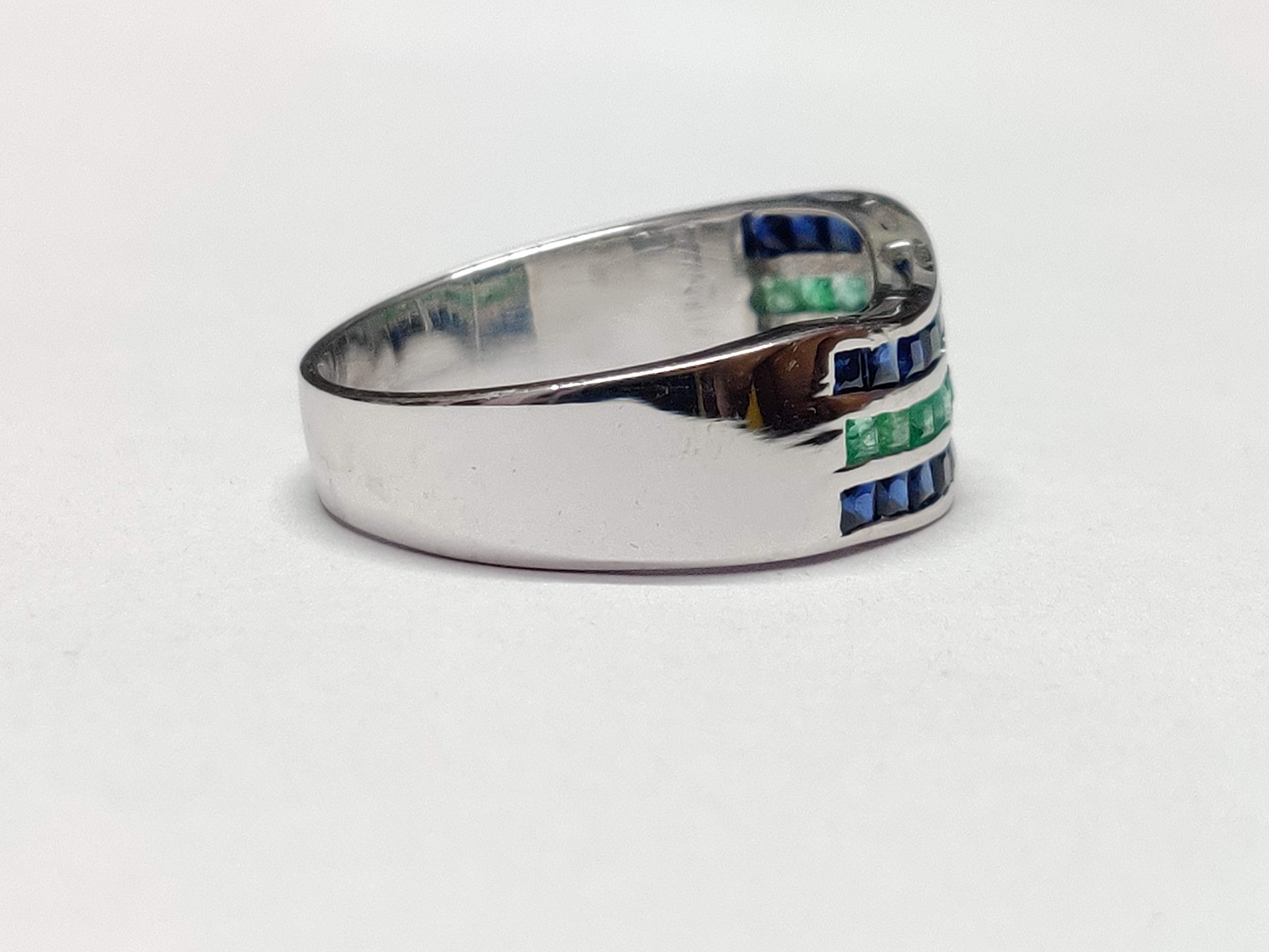 925 Sterling Silver Men's Emerald & Sapphire Statement Ring - Bold Band for Men, Father's Day Gift, Wedding Band, Anniversary Jewelry, Everyday Luxury Accessory