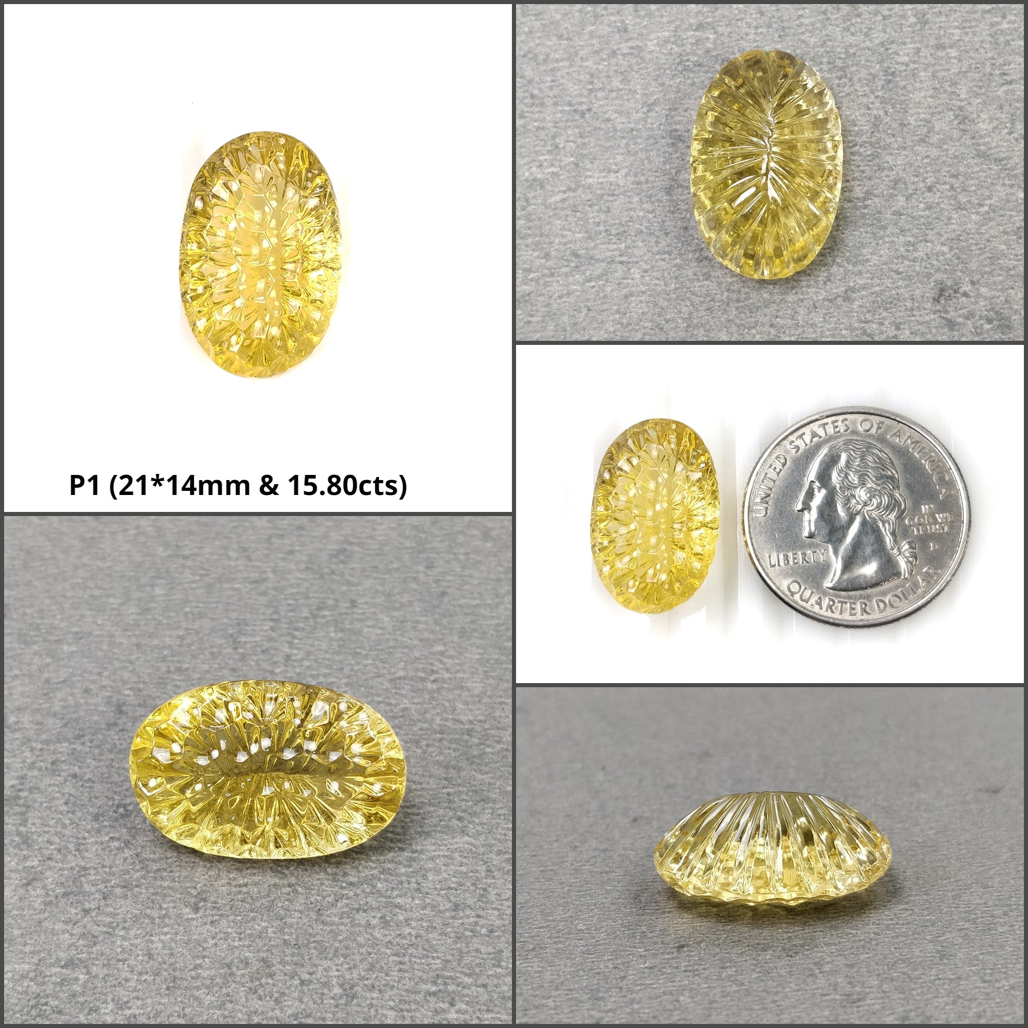 Natural Untreated Yellow Citrine Gemstone Carving - Oval & Pear Cushion Shape Hand Carved for Jewelry Making & Spiritual Healing | Perfect for Necklaces, Rings & Meditation