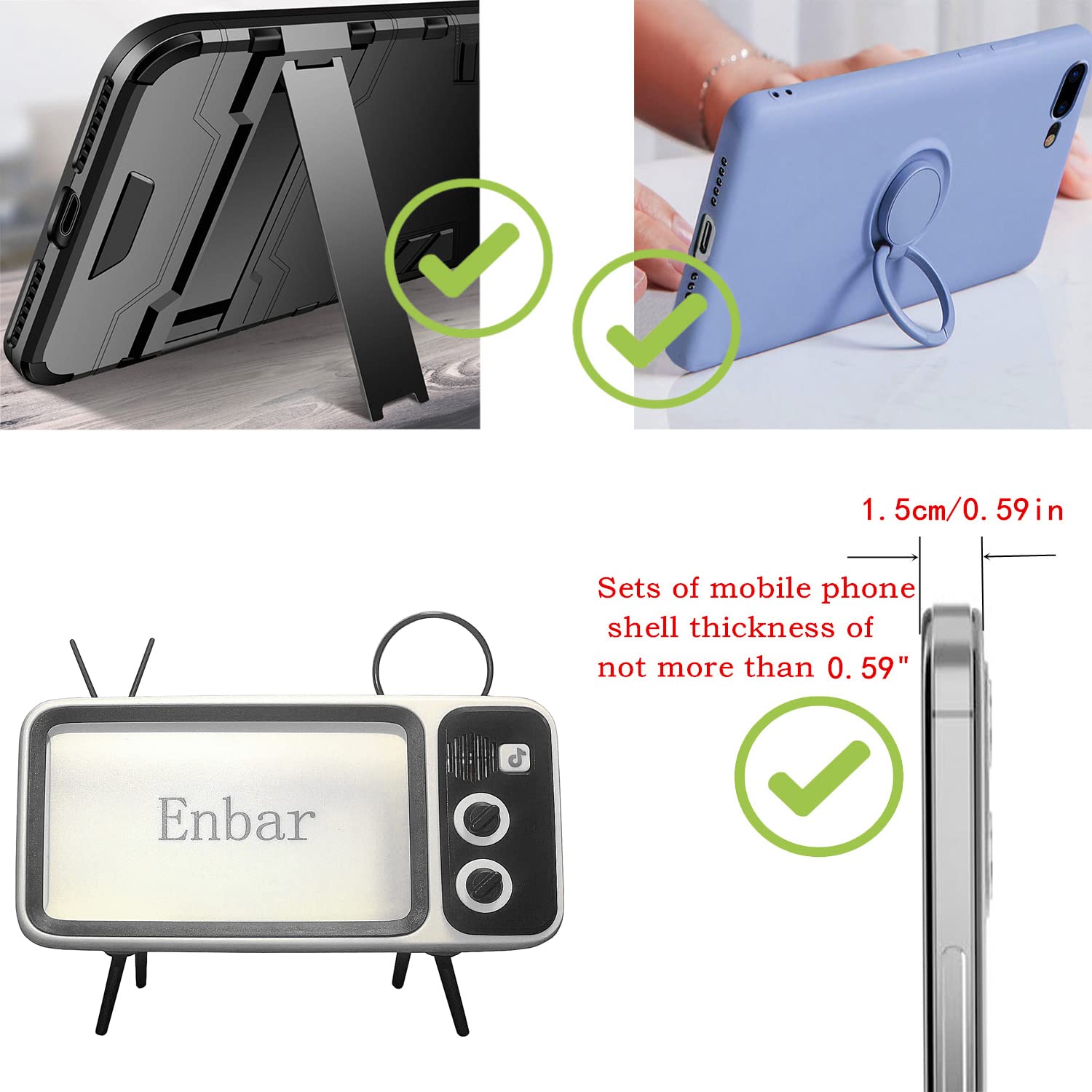 Mini Retro TV Wireless Speaker & Phone Stand - Cute Creative Holder for Smartphones Under 6.5
