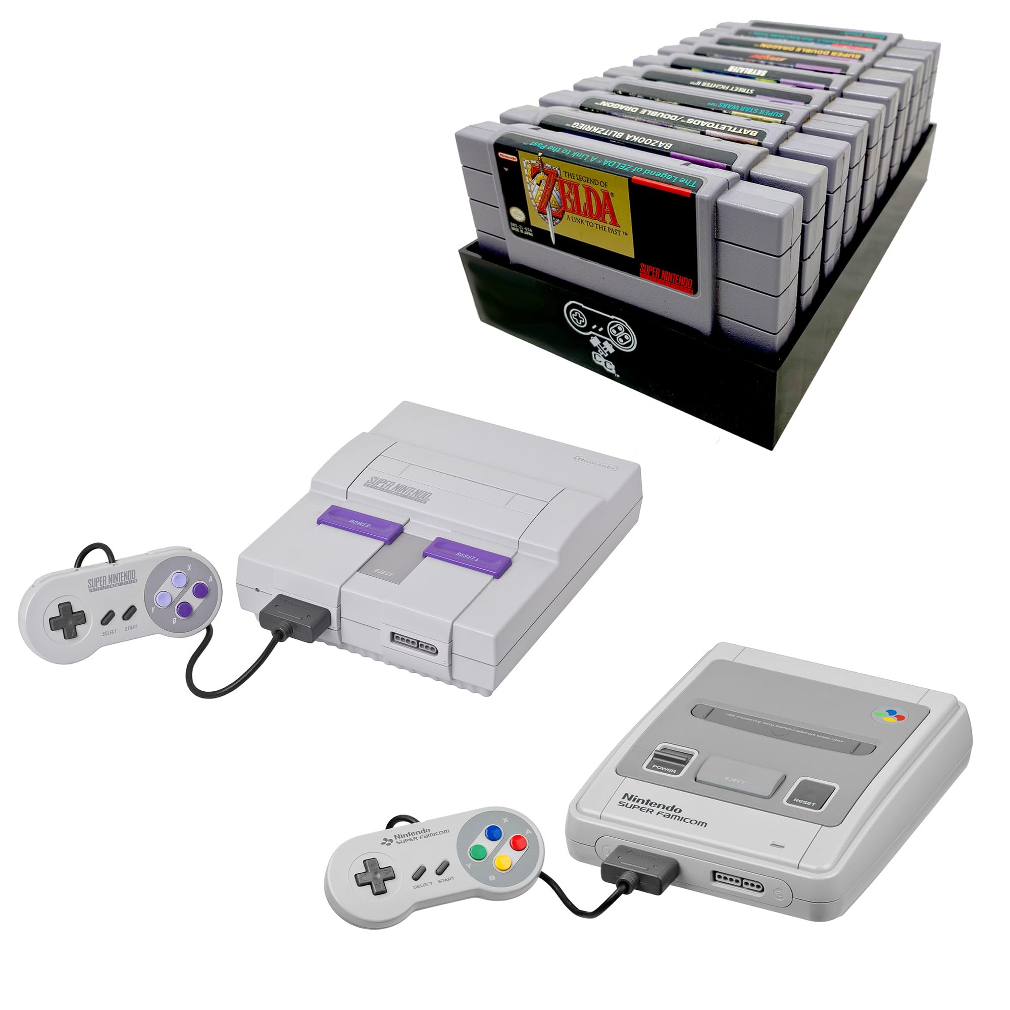 Black SNES Game Organizer - Nintendo SNES Cartridge Holder with Dust Cover for Super Nintendo Entertainment System | Perfect for Game Storage & Display