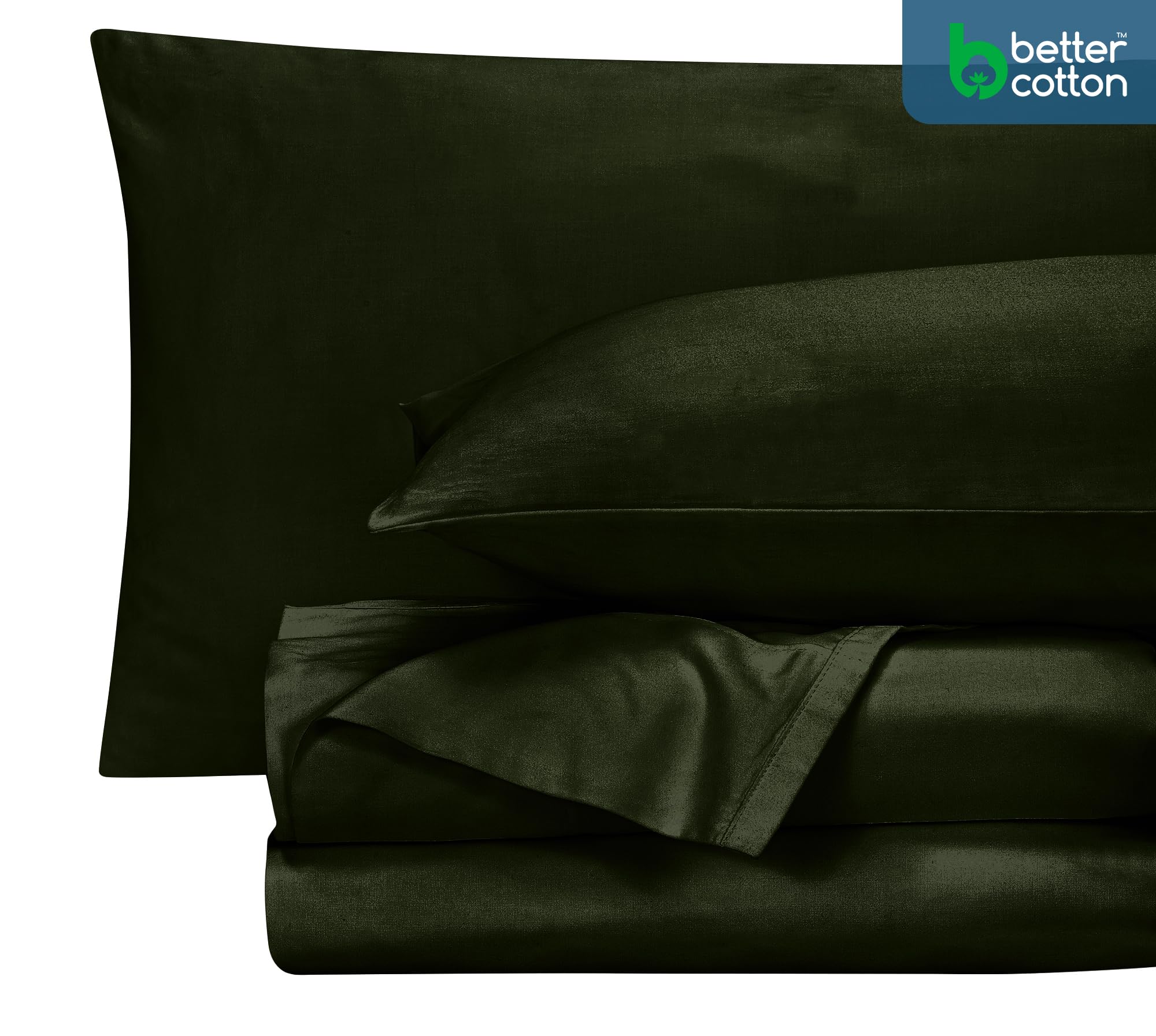 Royale Linens 400TC 100% Cotton Queen Sheet Set - Cooling Sateen for Comfortable Sleep