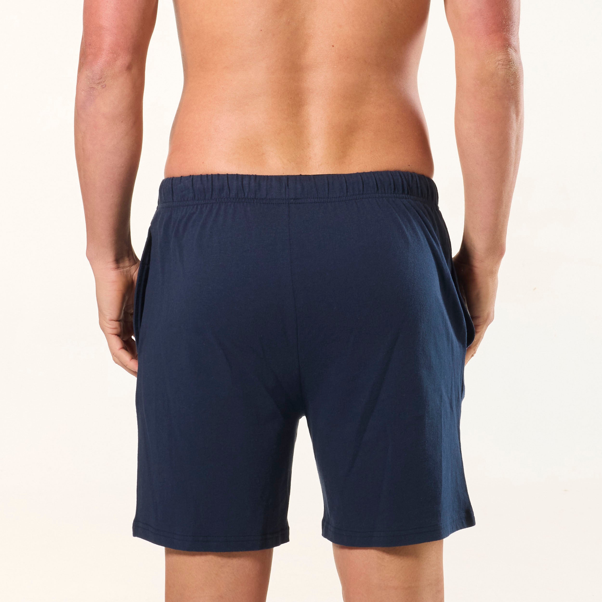 Men's Classic Slim Leg Cotton Knit Sleep Shorts 2-Pack - Navy & Grey Marle | Soft & Breathable Lounge Shorts for Nightwear, Home Relaxing & Summer Comfort