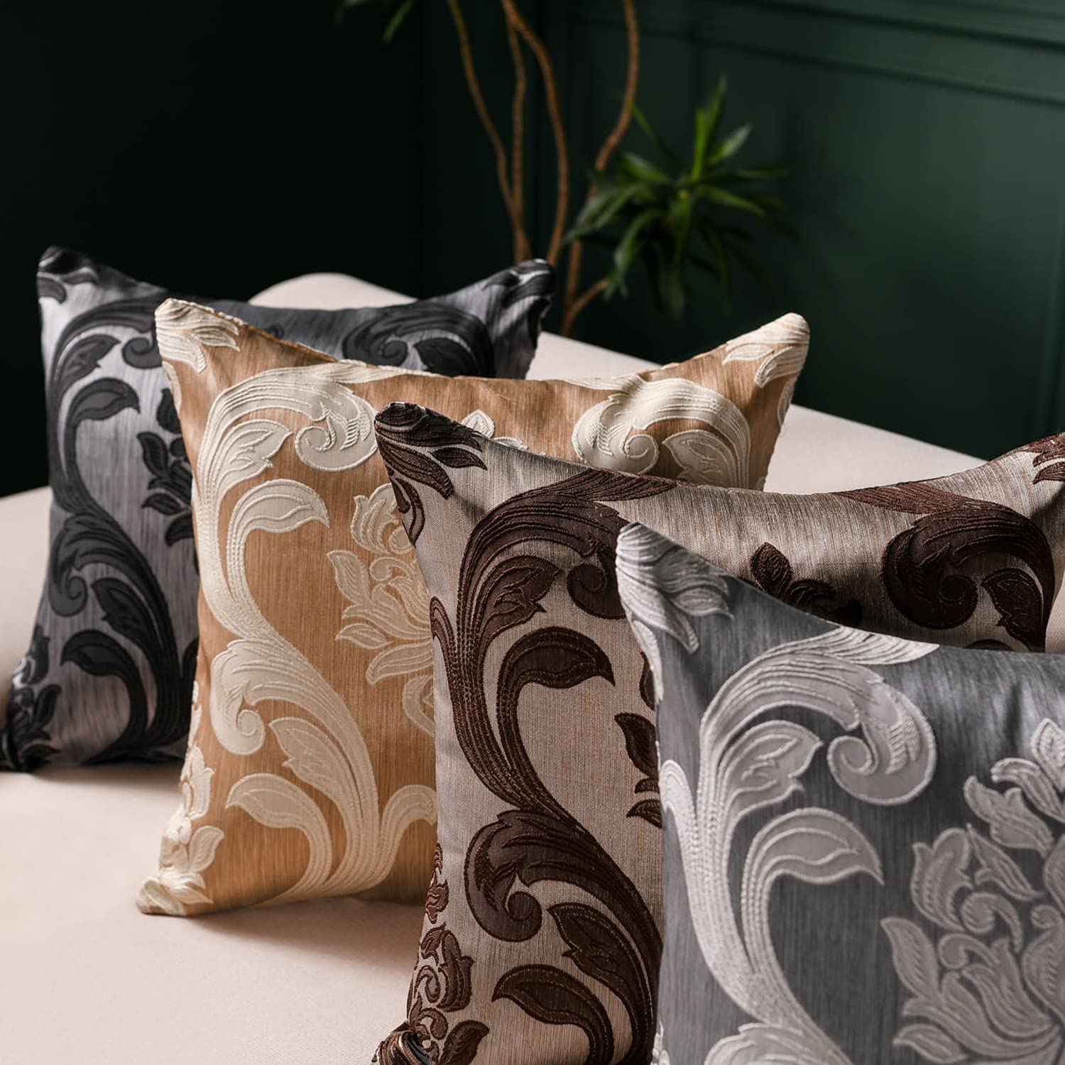 NAPEARL Jacquard Throw Pillow Covers Set of 2 - 20x20 Inch Decorative Cushion Covers for Sofa, Couch, Bed - Elegant Black Pillowcases for Living Room, Bedroom & Home Decor - Perfect for Cozy Nights and Stylish Interior Design
