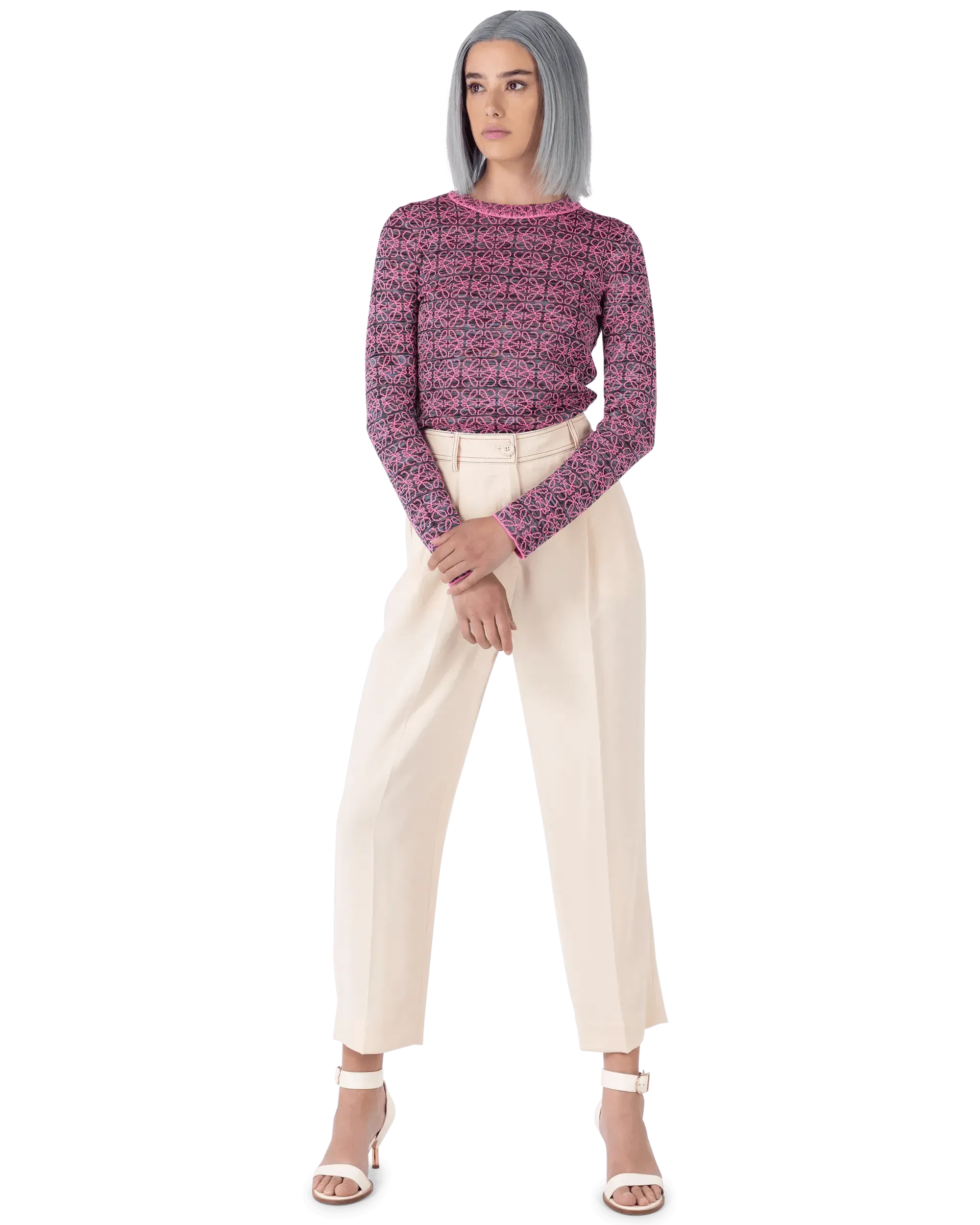 Stylish Anagram Jacquard Logo Top for Women | Trendy & Comfortable Blouse | Perfect for Casual Outings, Office Wear & Date Nights