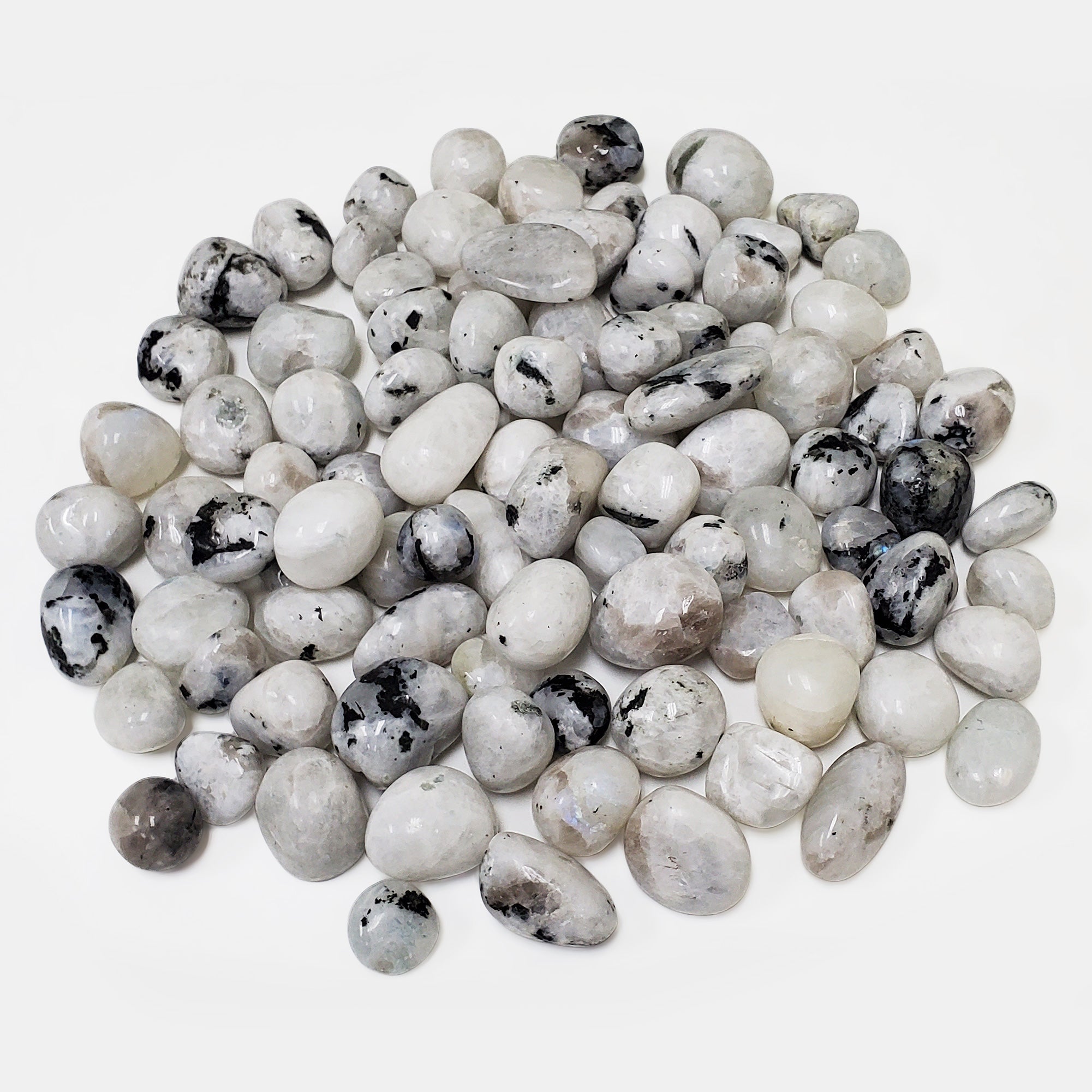 1 lb Natural Polished Rainbow Moonstone Tumbled Stones - Bulk Healing Crystals for Meditation, Reiki, Jewelry Making & Home Decor
