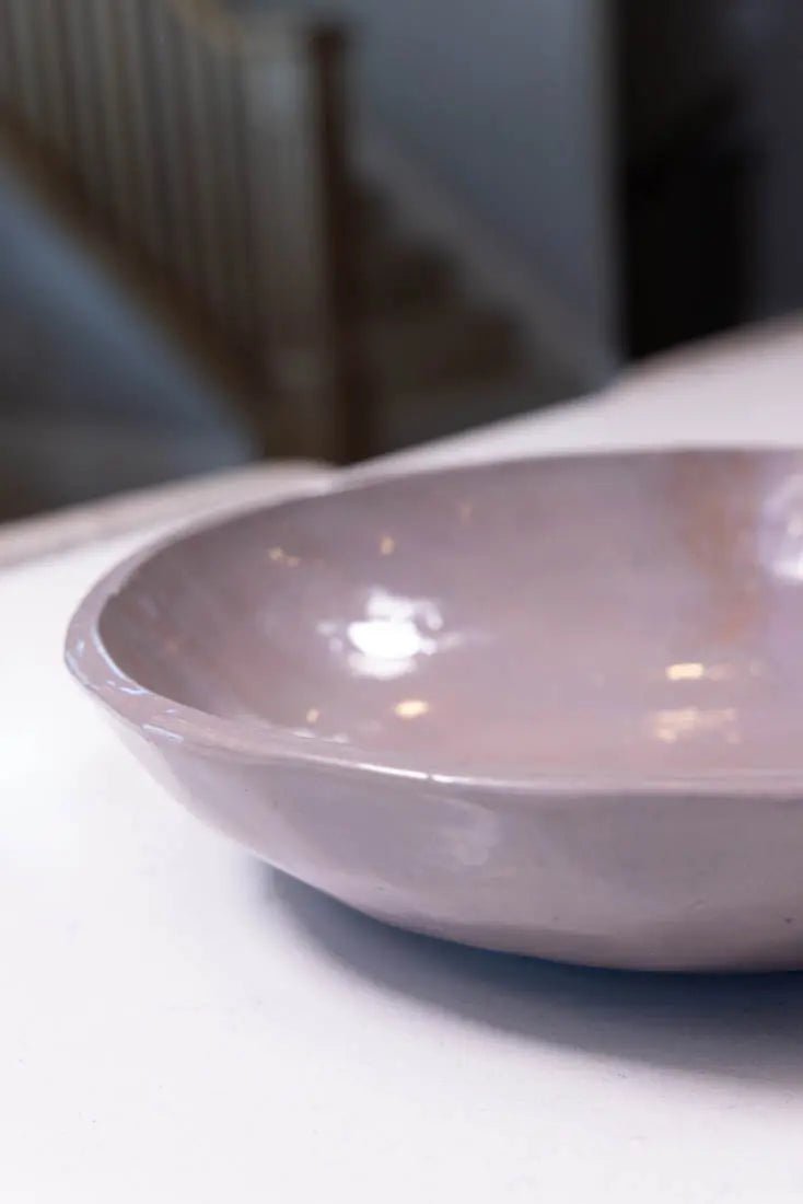 Large Porcelain Nerikomi Serving Bowl - Handcrafted Grey, Pink & Brown Artisan Bowl | Big Bowl Series | Perfect for Salad, Pasta & Entertaining