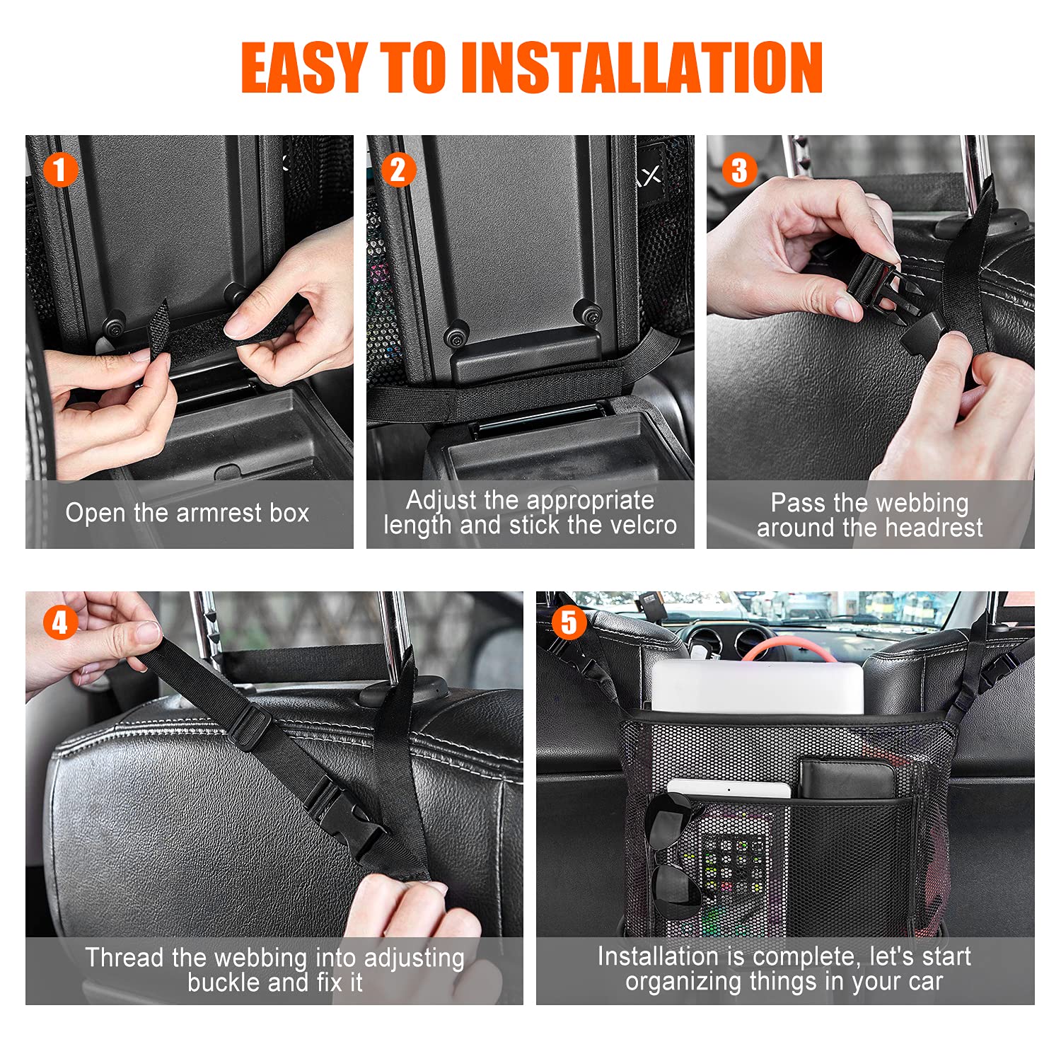 Car Net Pocket Handbag Holder - Premium Car Purse Organizer with Storage for Seats, Acts as a Safety Barrier, Perfect for Daily Commute and Road Trips