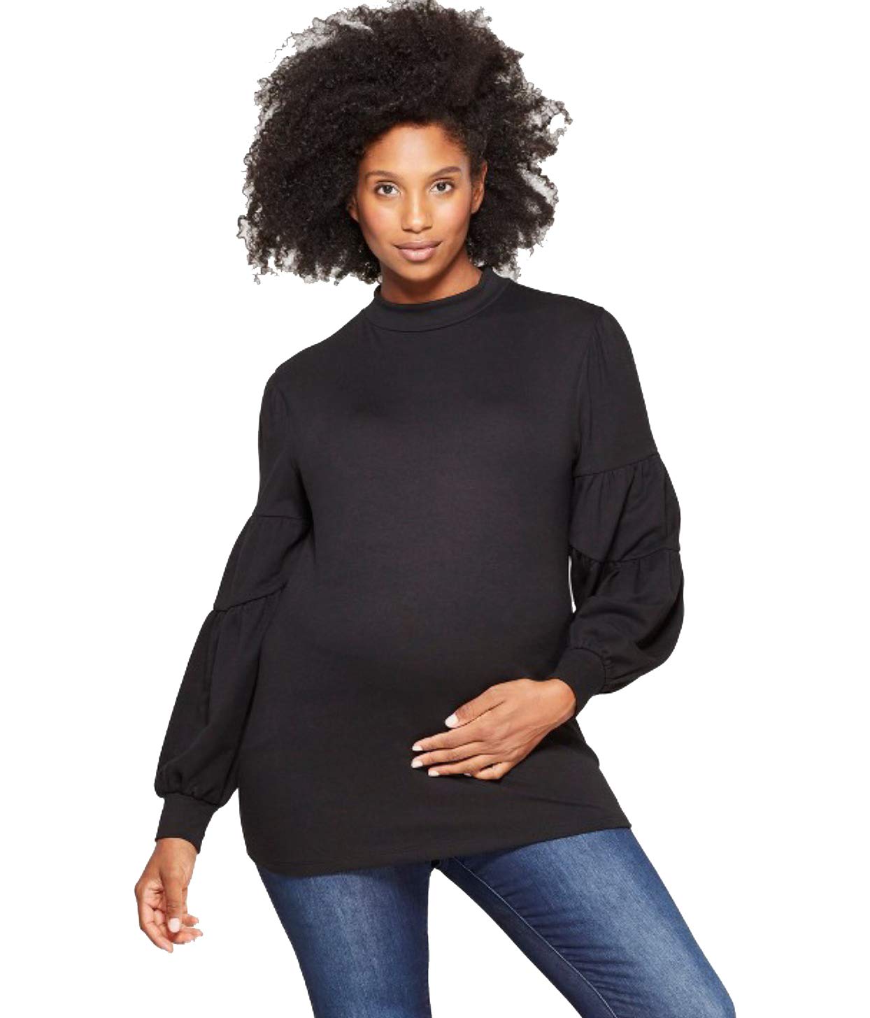 Ingrid & Isabel Women's Maternity Voluminous Long Sleeve Top - Soft Stretchy Pregnancy Shirt for Comfort & Style | Perfect for Work, Casual Wear & Maternity Photos