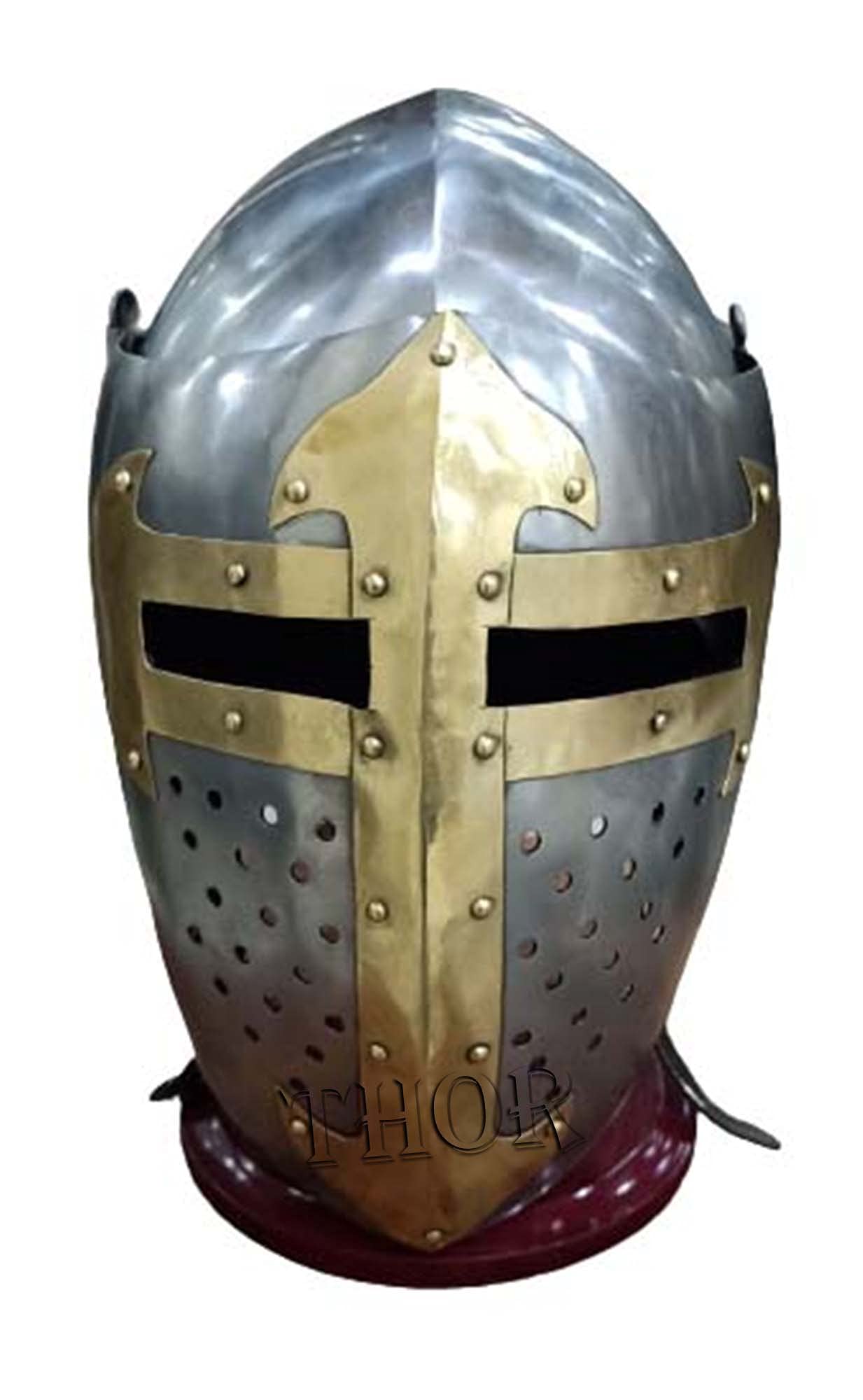 THOR INSTRUMENTS Medieval Knight Armor Crusader Sugar Loaf Great Helmet - 18g Rustic Vintage Home Decor Gift for Collectors | Perfect for Medieval Themed Parties, Historical Displays & Man Cave Decor