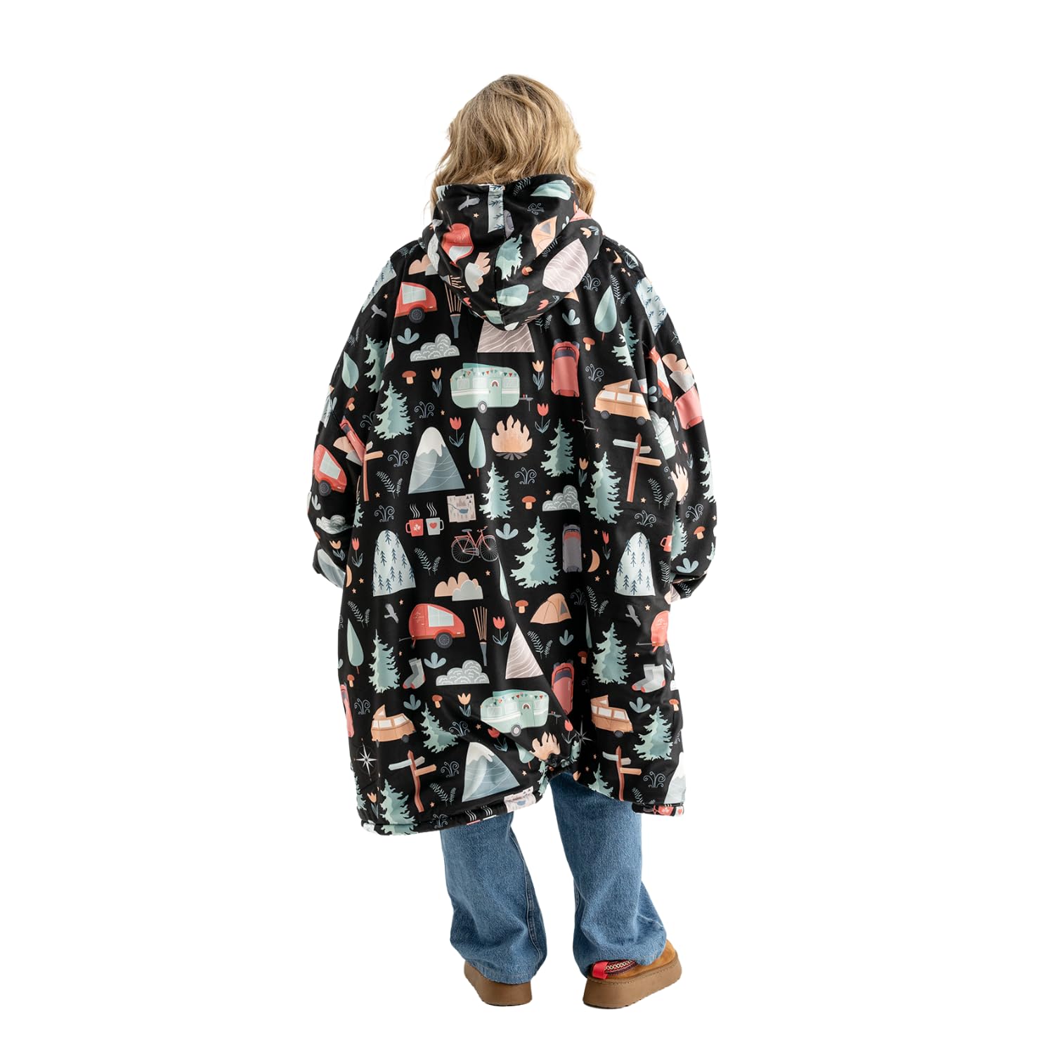 CozyCamp Hooded Wearable Blanket with Pocket - Soft Fleece Wearable Throw for Adults - Perfect for Camping, Fireplace Snuggling & Outdoor Lounging - Warm Comfortable Blanket Hoodie for Winter Nights, Movie Nights & Cabin Getaways