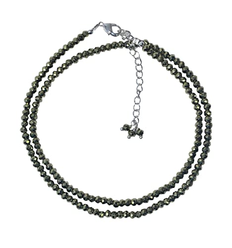 Natural Pyrite Gemstone Bead Necklace for Women - Healing Crystal Chakra Stone Jewelry for Yoga & Meditation - Spiritual Energy Balance & Positive Vibes - Perfect for Mindful Gifts & Holistic Wellness