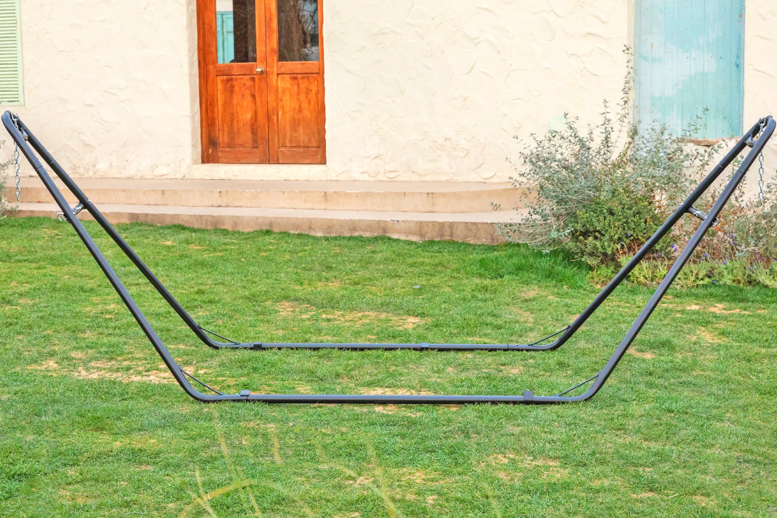 Heavy Duty 2 Person Hammock Stand - 600 lbs Capacity, Adjustable Powder-Coated Steel Frame for 9-14ft Hammocks, XXL Black - Perfect for Backyard, Camping & Beach Relaxation