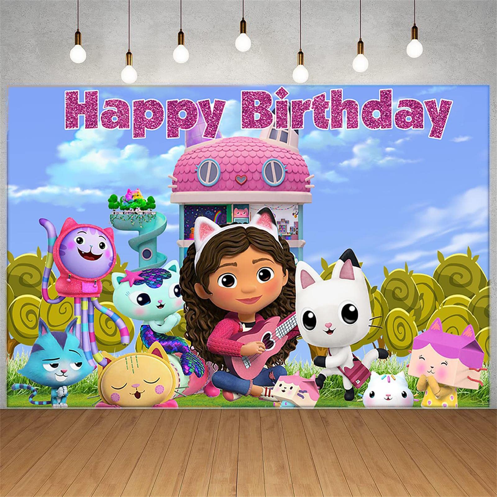 Cute Cartoon Cat Birthday Party Backdrop for Girls - 5x3 FT Happy Birthday Banner, Baby Shower & Indoor Party Decorations - Perfect for Girls' Birthday Celebrations, Themed Parties, and Photo Booths