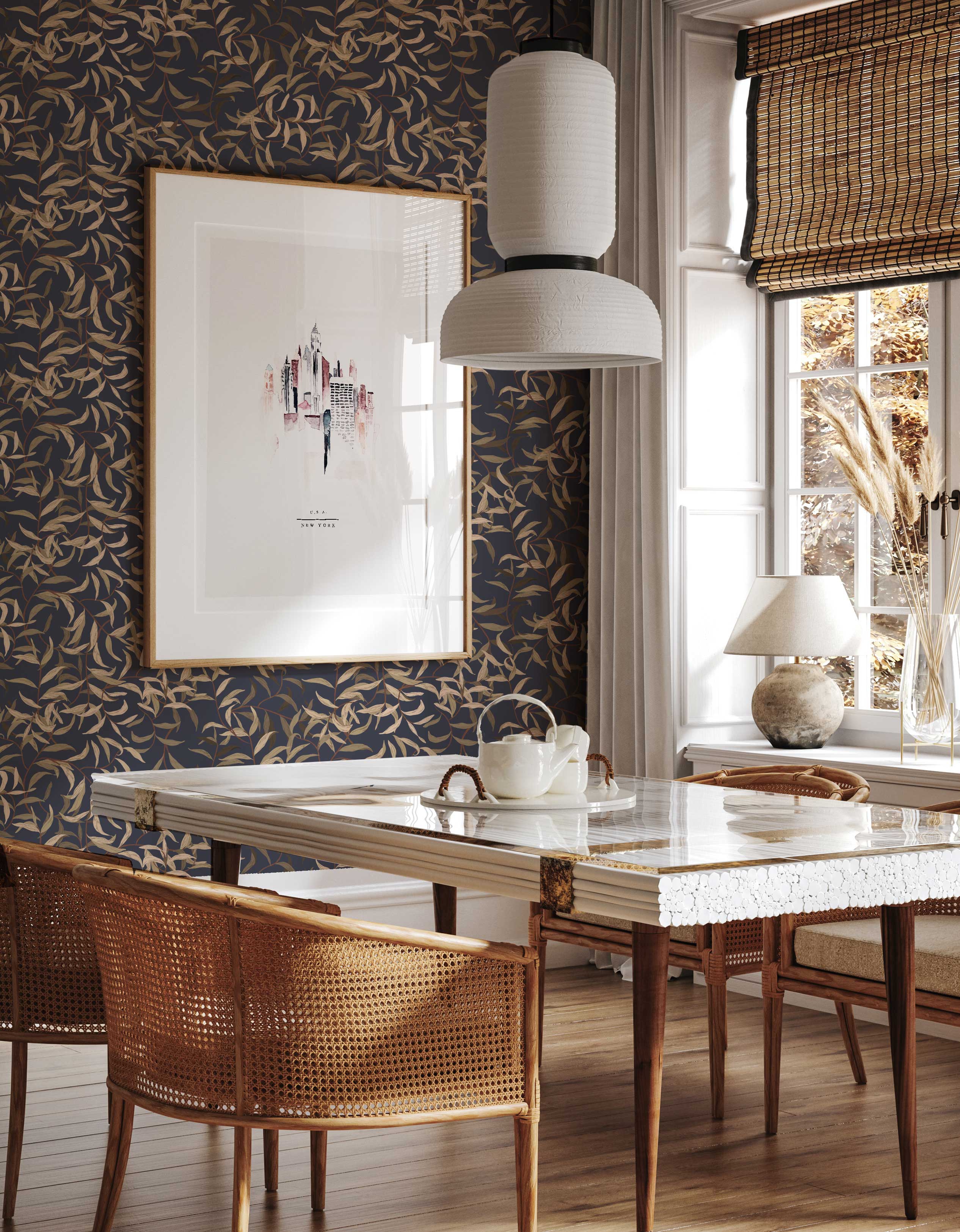 Lola Leaves Wallpaper Sample - Premium Peel & Stick Wallpaper for Home Decor - Perfect for Living Room, Bedroom, and Office Renovation