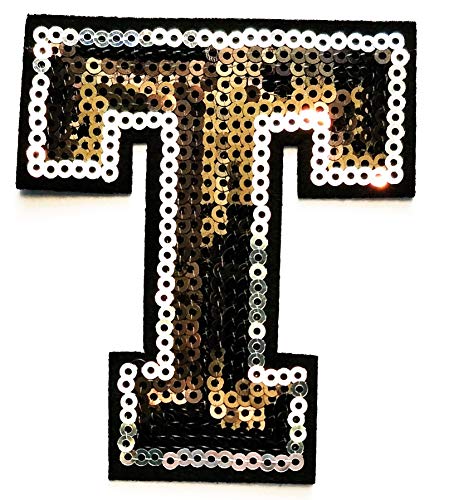 Black Sequins Letter T