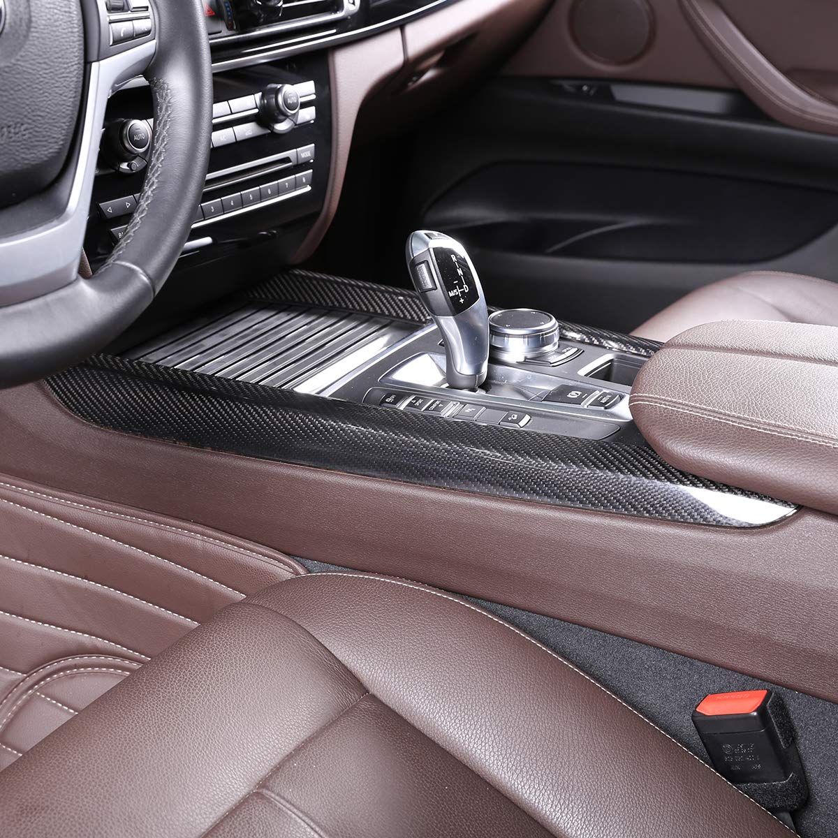 2PCS Genuine Carbon Fiber Center Console Trim Kit for BMW X5 F15 X6 F16 (2014-2018) - Interior Car Styling Accessories | Dashboard & Console Upgrade for Luxury Look
