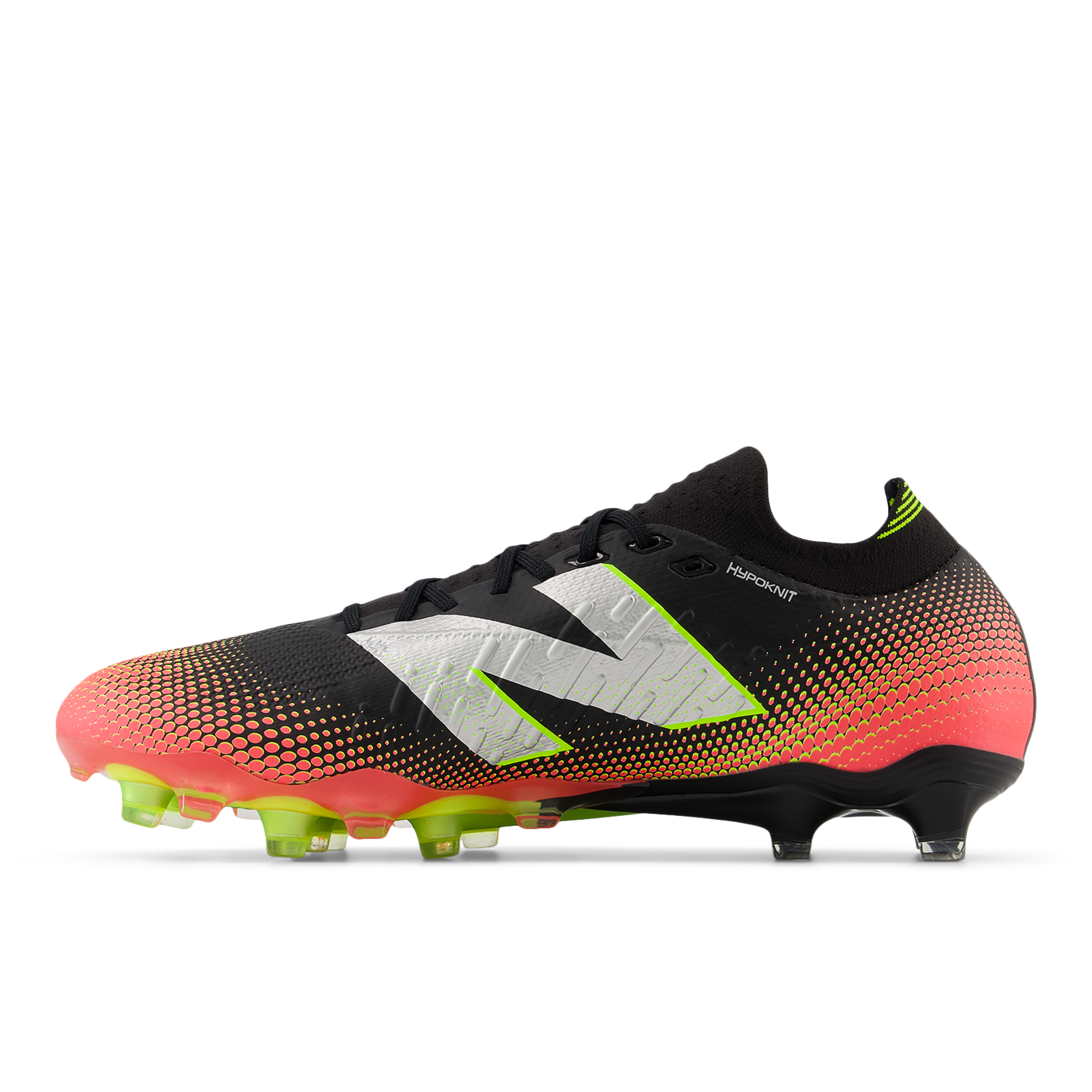 New Balance Tekela Pro Low Laced V4+ FG Soccer Cleats for Men - Black/Neo Flame/Clementine - Lightweight Football Shoes for Artificial Grass - Perfect for Training & Matches