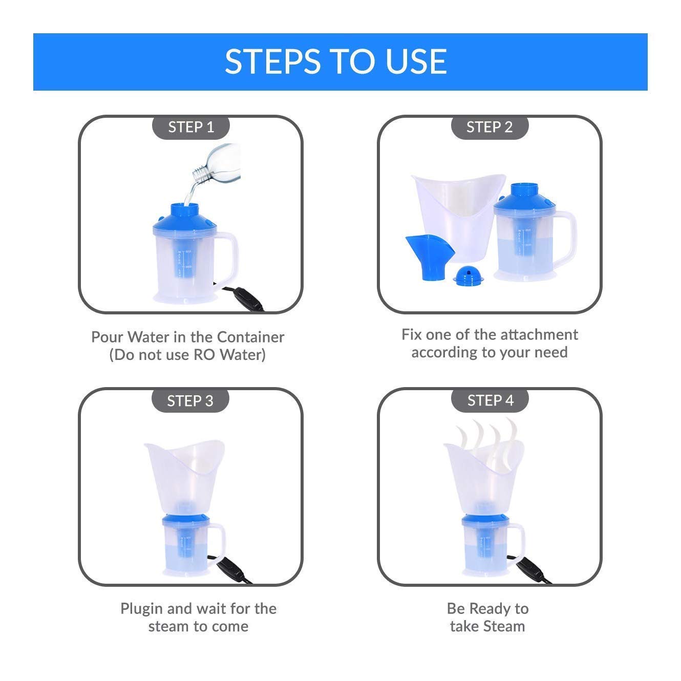 HARIHOME 3-in-1 Face, Nose & Cough Steamer - Plastic Vaporizer with Nozzle Inhaler, Facial Sauna & Steamer Machine for Adults & Kids - Perfect for Cold Relief, Sinus Congestion & Skincare at Home