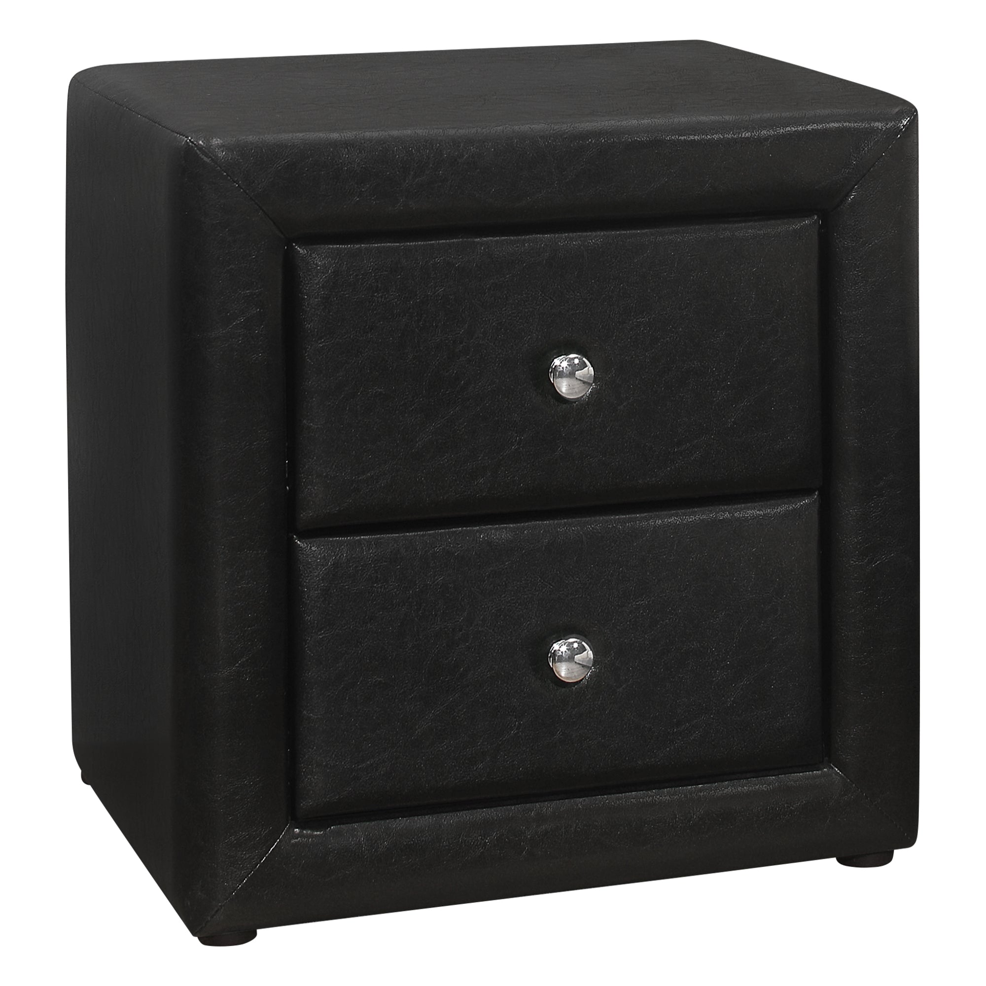 21H Black Leather Look Night Stand - Modern Bedside Table for Bedroom, Living Room & Office - Stylish Storage with Drawer & Shelf