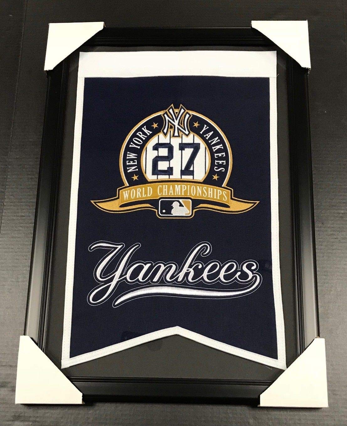New York Yankees 27x World Series Champions Framed Wool Banner - Perfect for Baseball Fans, Sports Memorabilia Collectors & Home Decor