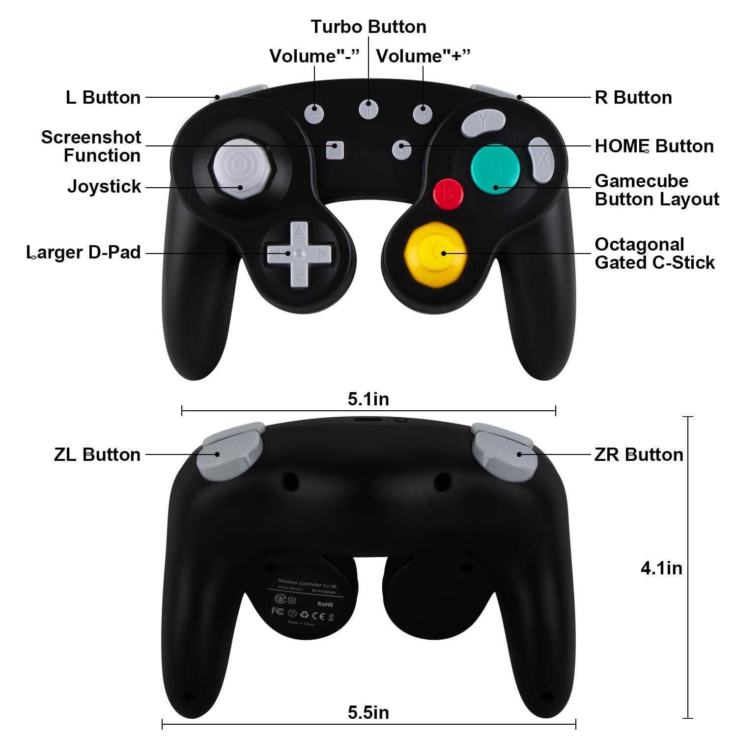 NOPOINO Wireless Gamecube Controller for Nintendo Switch & PC - 6-Axis Gyro Motion, One-Touch Wakeup | Compatible with Steam, Switch Games | Perfect for Gaming, Streaming & Multiplayer Sessions
