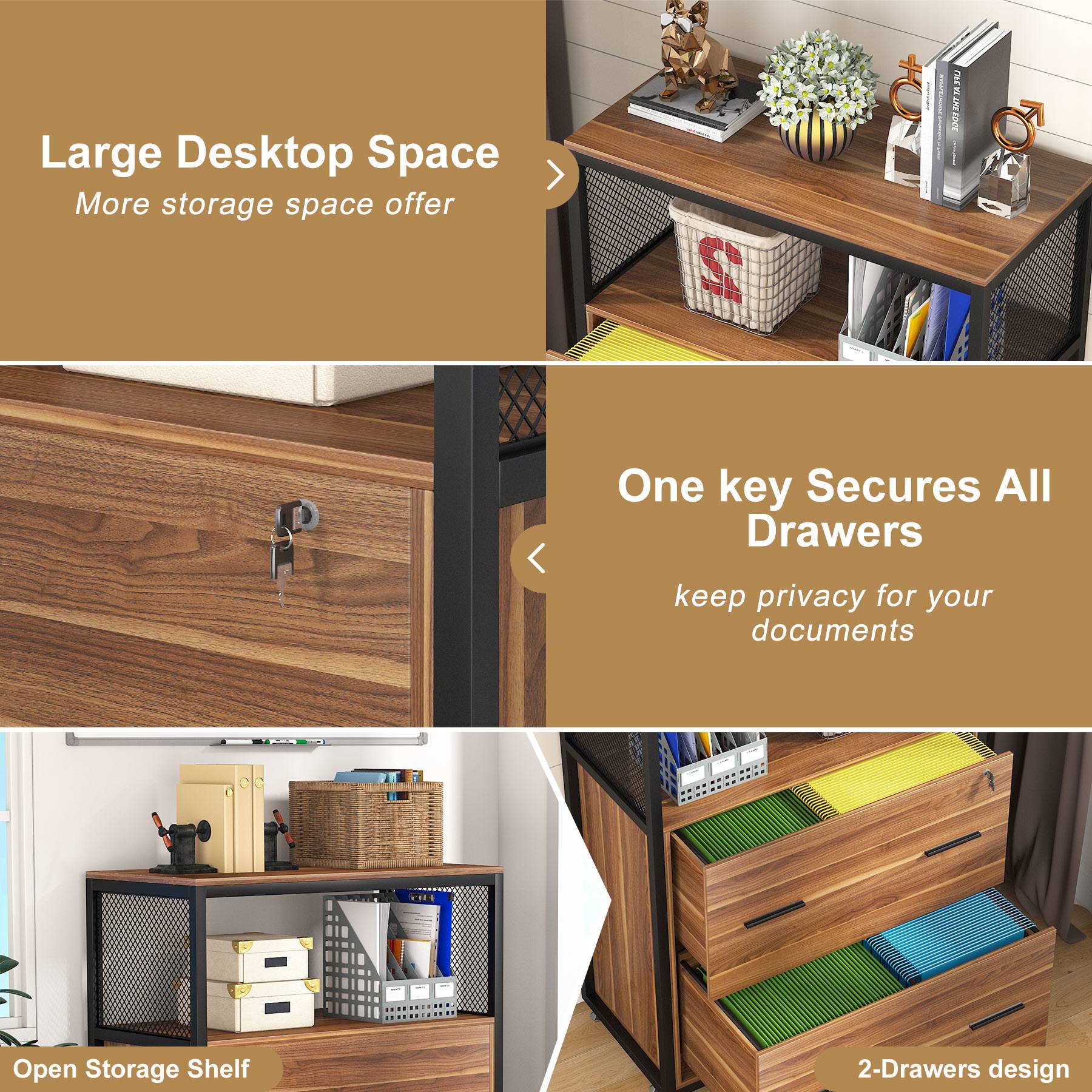 2 Drawer File Cabinet with Lock - Letter/Legal/A4 Size Metal Filing Cabinet for Office & Home Organization - Secure Document Storage Solution