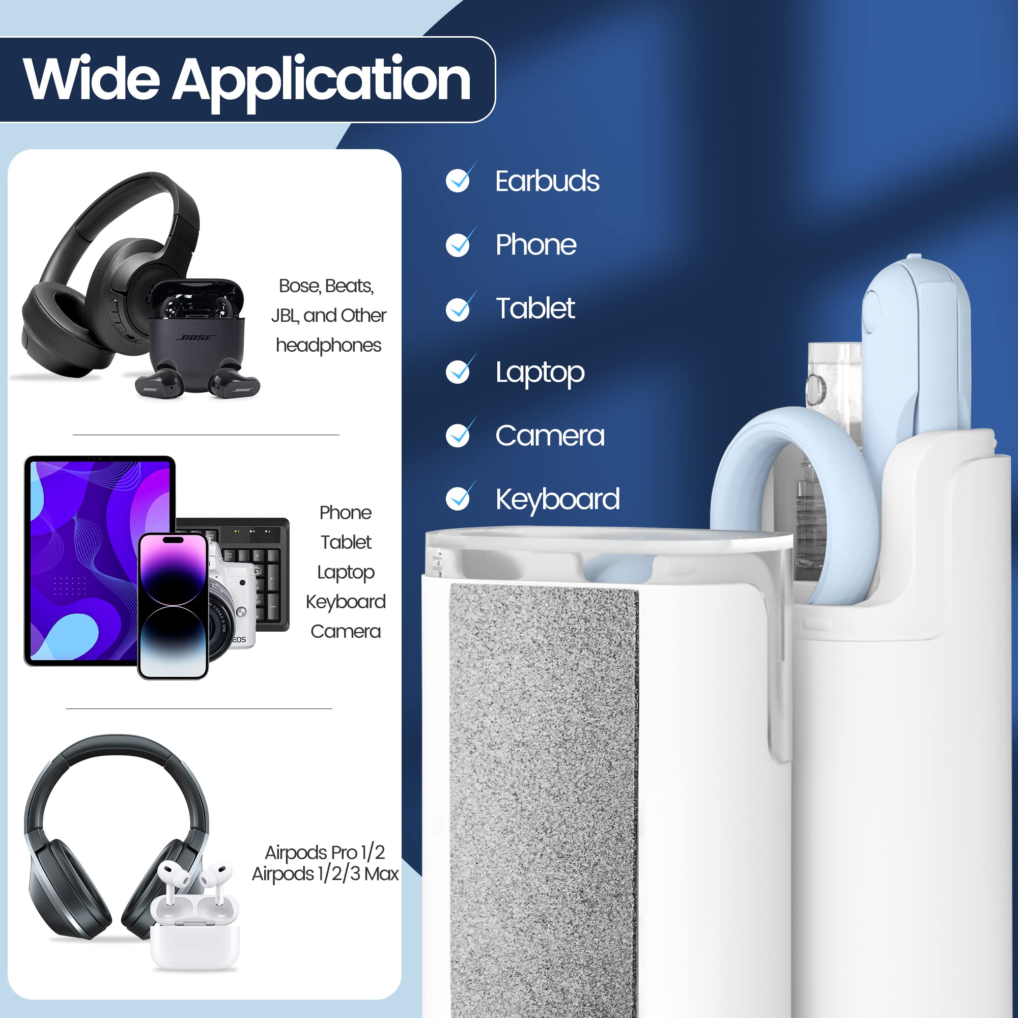 Premium Electronics Cleaning Kit for MacBook, iPad, iPhone & AirPods - Laptop Screen Cleaner, Keyboard & Earbud Cleaning Tools - Blue Computer Maintenance Set for Home & Office Use
