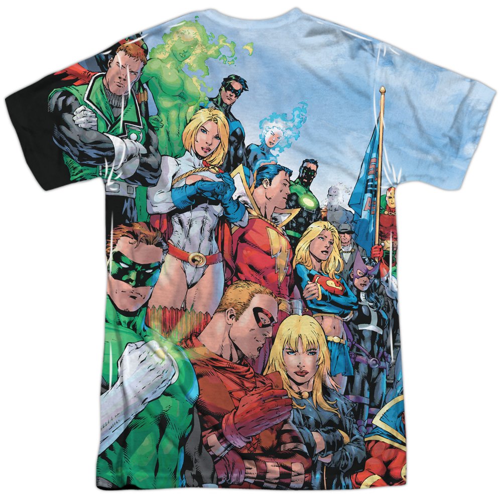 Justice League America Adult Front & Back Sublimation T-Shirt | Superhero Graphic Tee for Men & Women | Perfect for Cosplay, Comic Con & DC Fans