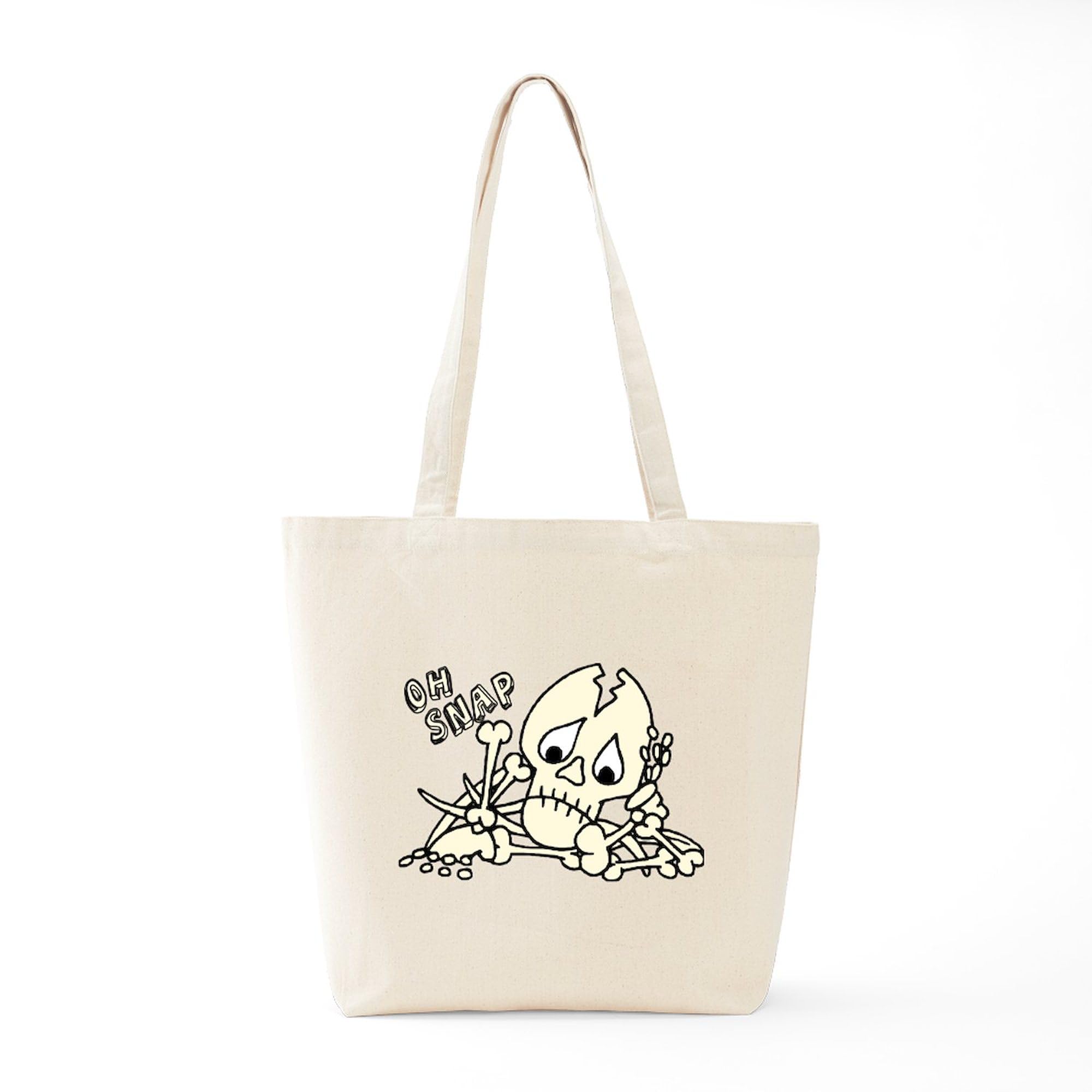 OH SNAP! Halloween Skeleton Tote Bag - Natural Canvas Reusable Shopping Bag for Groceries, Beach & Parties | Funny Gift for Halloween & Everyday Use