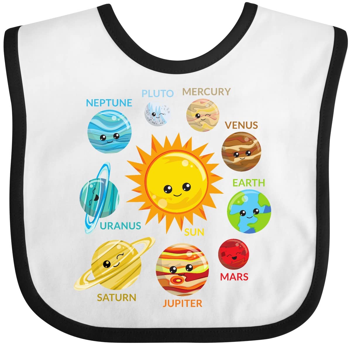 Inktastic Cute Planets Solar System Space Cosmos Galaxy Baby Bib - Perfect for Astronaut-Themed Parties, Baby Showers & Space Lover Gifts