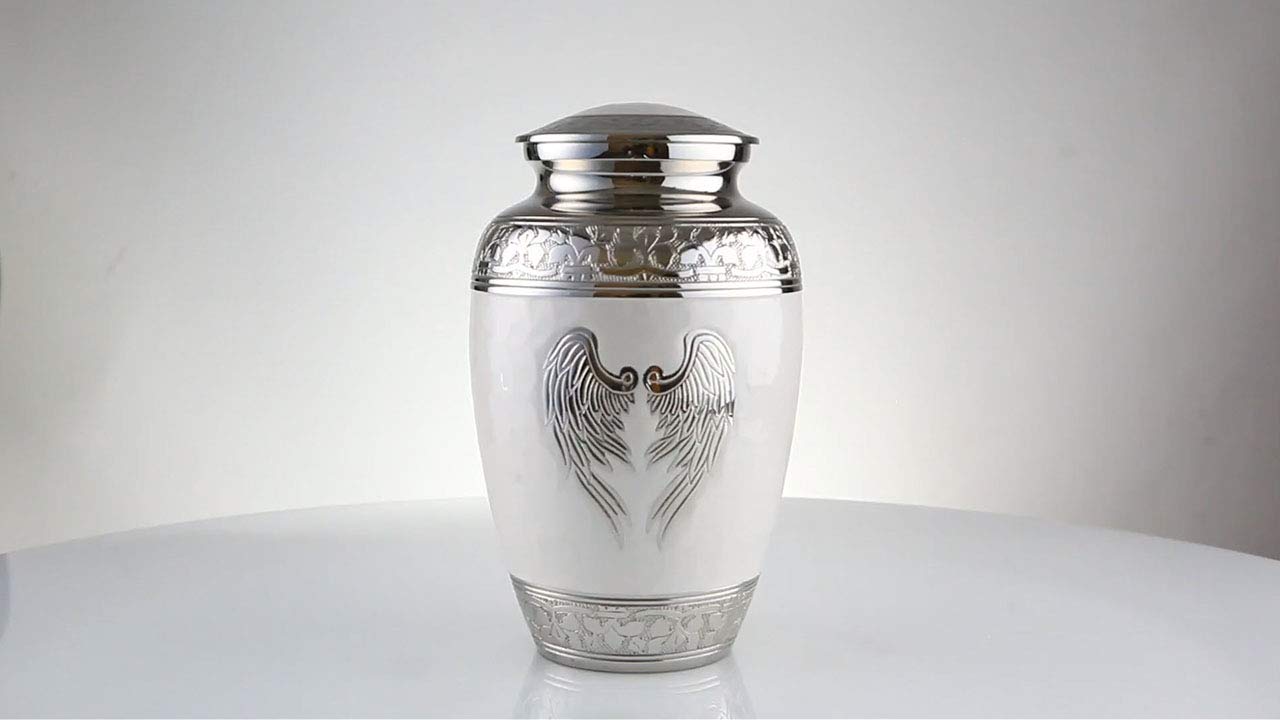 Elegant White Angel Wings Cremation Urn for Adults - Memorial Keepsake for Human Ashes | Perfect for Home Memorial Display, Funeral Services & Remembrance Ceremonies