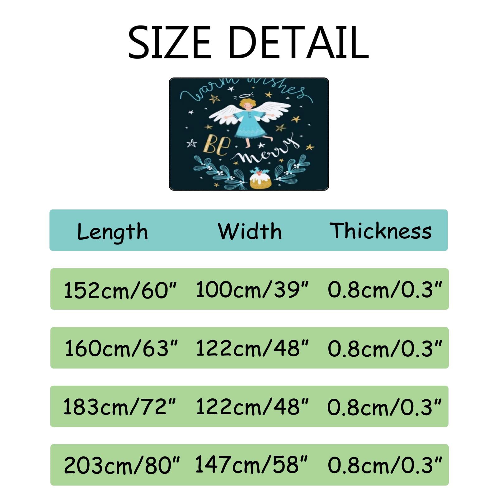 Non-Slip Soft Area Rugs 60x39in - Christmas Angel Collection for Bedroom, Living Room, Nursery, Dorm & Office Decor | Cozy Floor Mats, Runner Carpets for Kids & Home