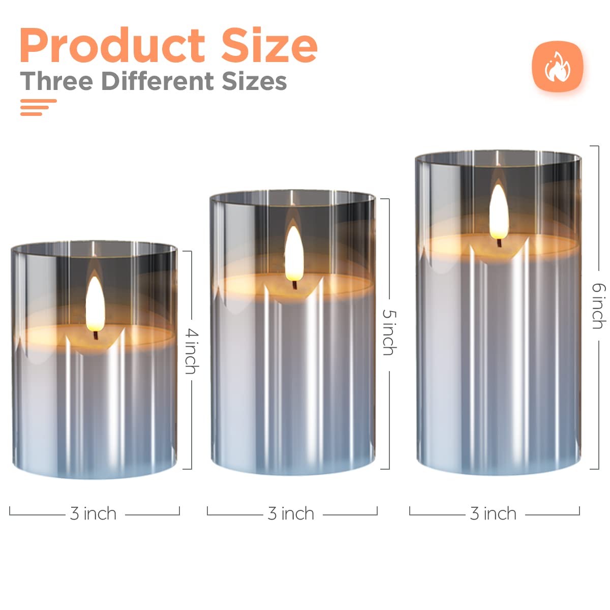 Battery Operated LED Flameless Candles with Remote & Timer - Real Wax Warm White Flickering Lights for Home Decor, Wedding, Party, Christmas - Set of 3 Grey Candles (Perfect for Romantic Dinners, Spa Relaxation & Holiday Centerpieces)