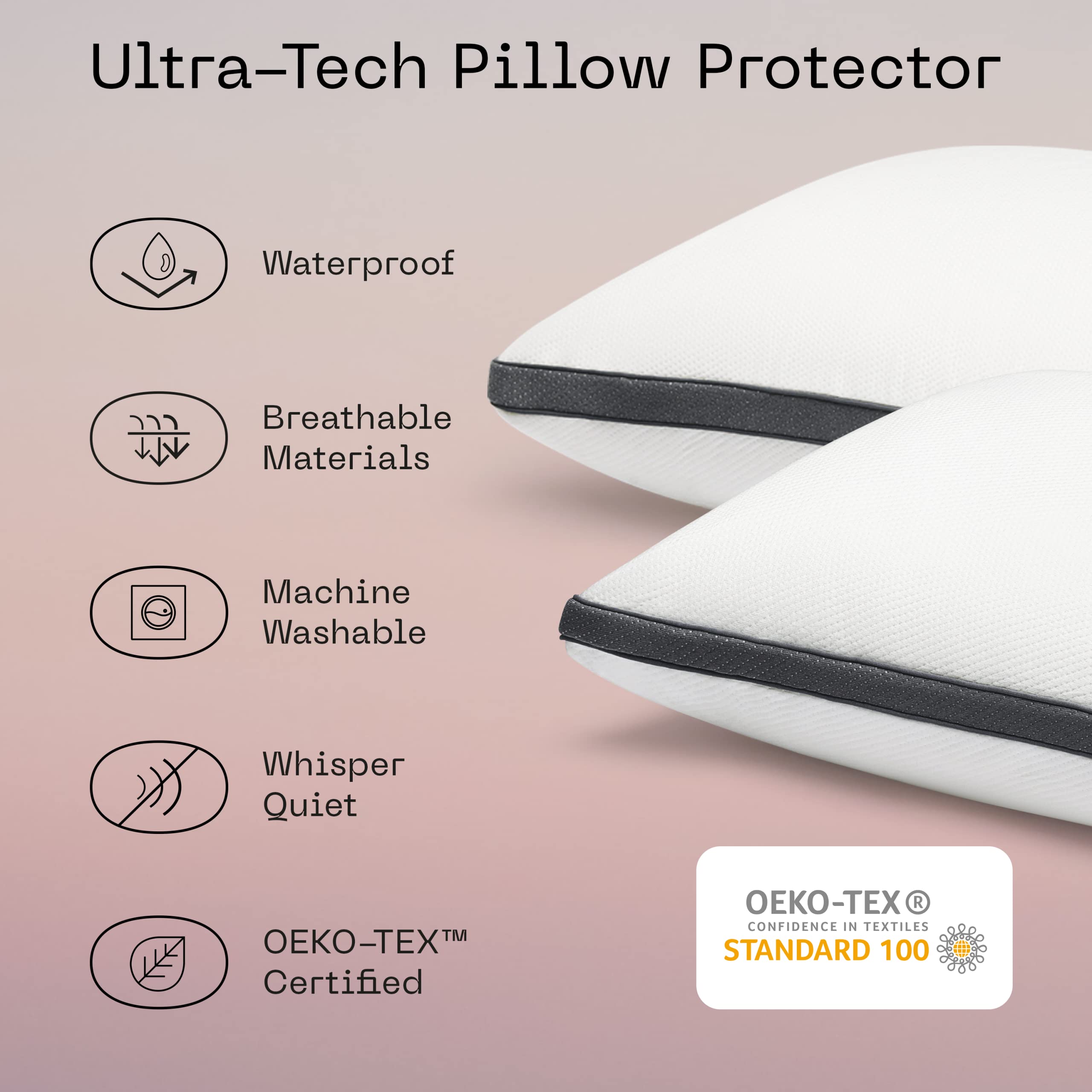 Coop Home Goods Eden Pillow Queen Size with Cooling Pillowcase & Waterproof Protectors - Hypoallergenic Bed Pillow Set for Side, Back & Stomach Sleepers - Perfect for Hot Sleepers & Allergy Relief