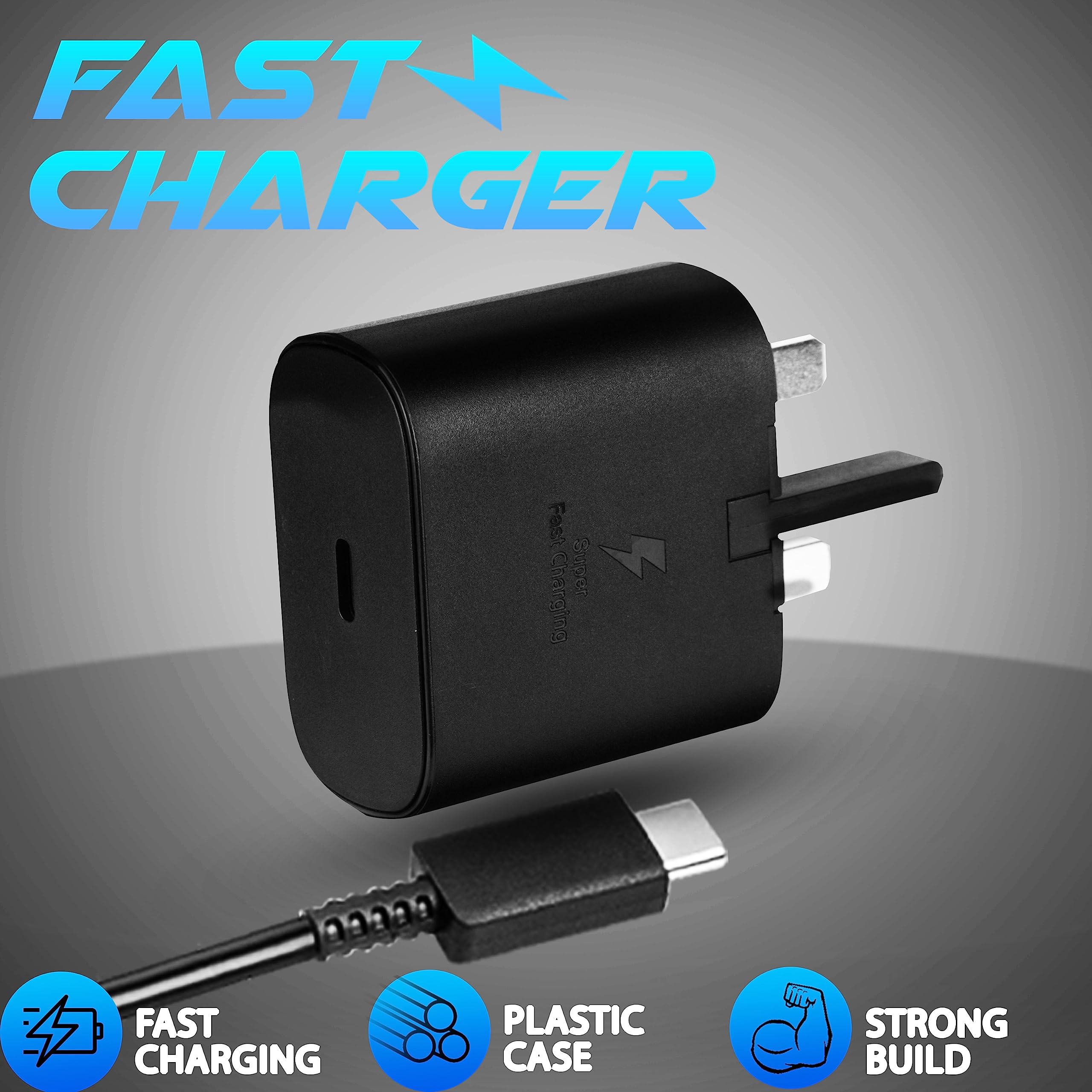 25W Samsung Fast Charger Plug with 6FT USB C Cable - Compatible with Galaxy S23/S22/S21/Note20 & USB-C Devices - Quick Charge 3.0 for Smartphones, Tablets & Laptops - Perfect for Home, Office & Travel Charging