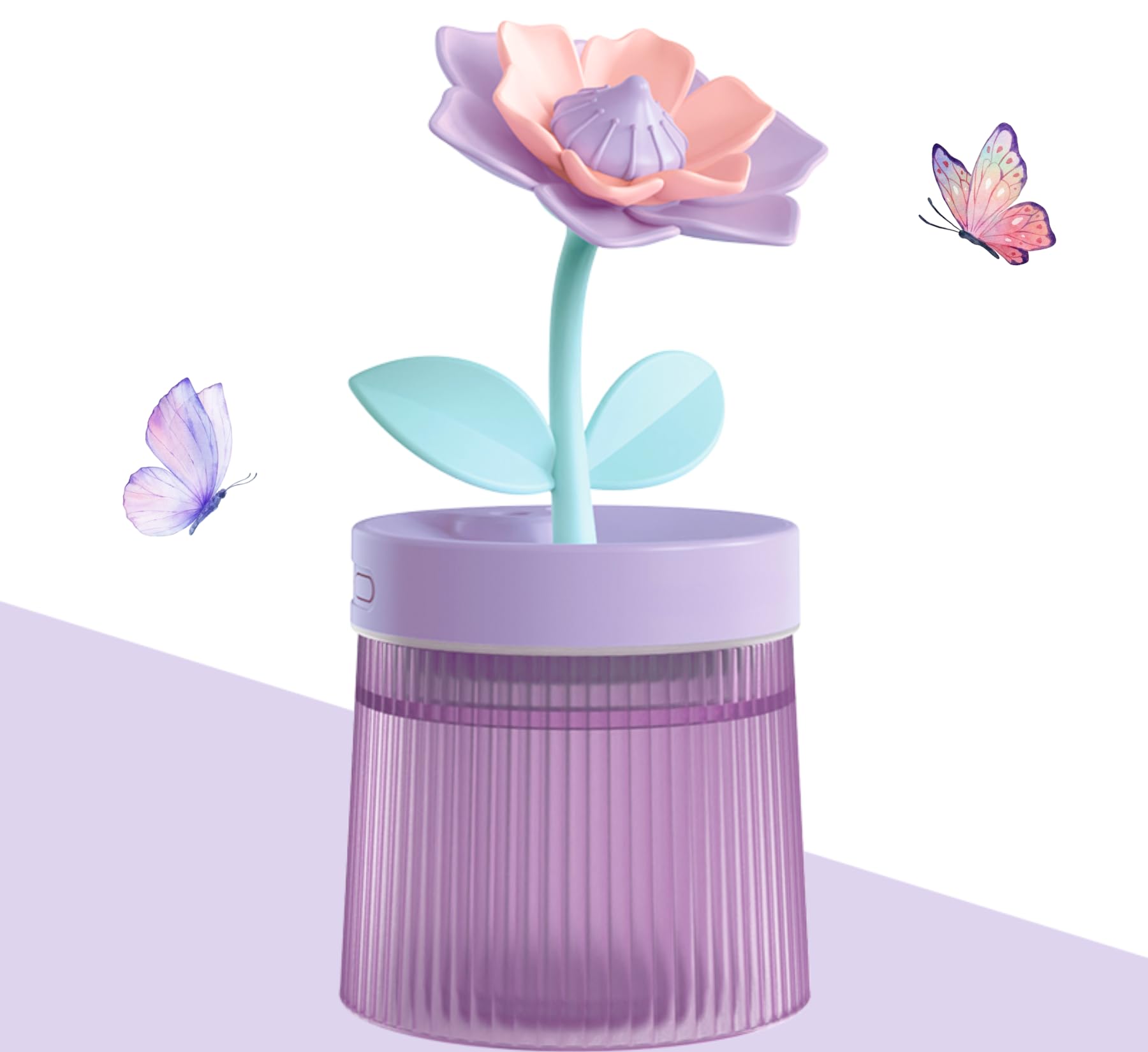 Ultrasonic Cool Mist Mini Humidifier for Bedroom - USB Powered Portable Air Humidifier with Night Light & Auto Shut-Off | Quiet Operation for Home, Office, Nursery, Travel, Plants & Baby Care | Perfect for Dry Air Relief & Better Sleep (Purple)