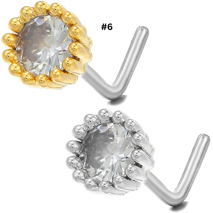 20G Surgical Steel Small Nose Ring & L Bend Nose Stud - Hypoallergenic Body Jewelry for Sensitive Skin | Perfect for Everyday Wear, Parties & Professional Settings (BD317)