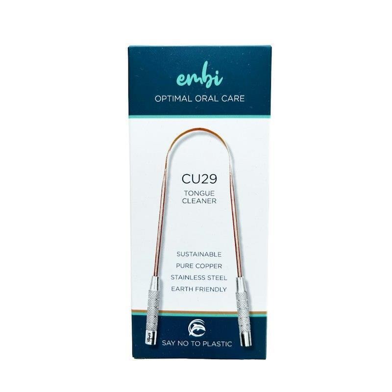 EMBI OOC CU29 Pure Copper Tongue Scraper for Oral Hygiene - Fresh Breath & Plaque Removal - Natural Metal Tongue Cleaner for Daily Dental Care Routine