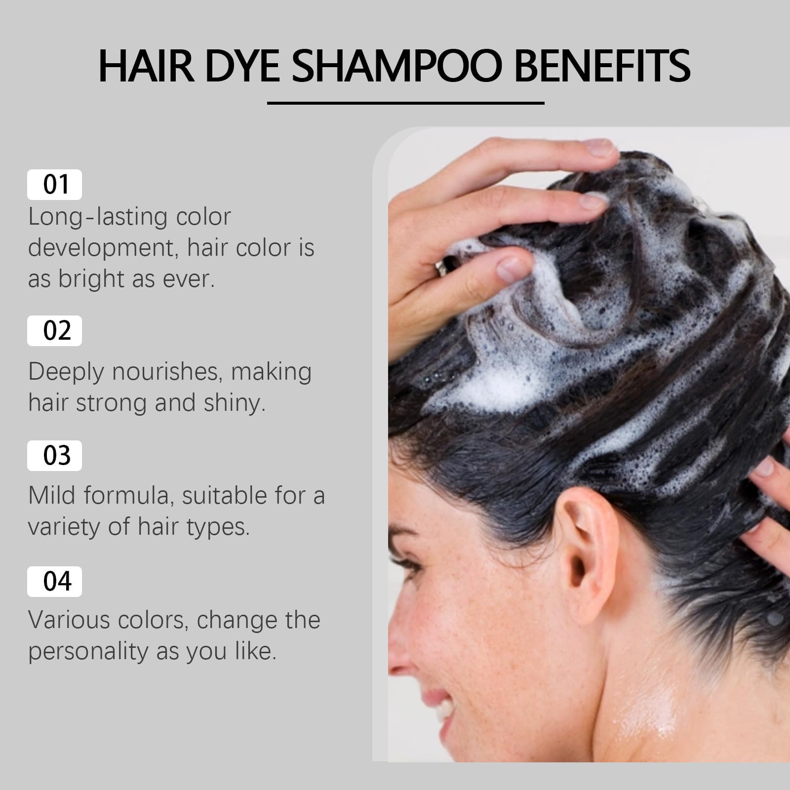 Natural Plant-Based Hair Dye Shampoo with Floral Fragrance - Long Lasting Bubble Hair Color Cream with Botanical Extracts (1 Pack, Brown Black) | Gentle At-Home Hair Coloring for Women & Men