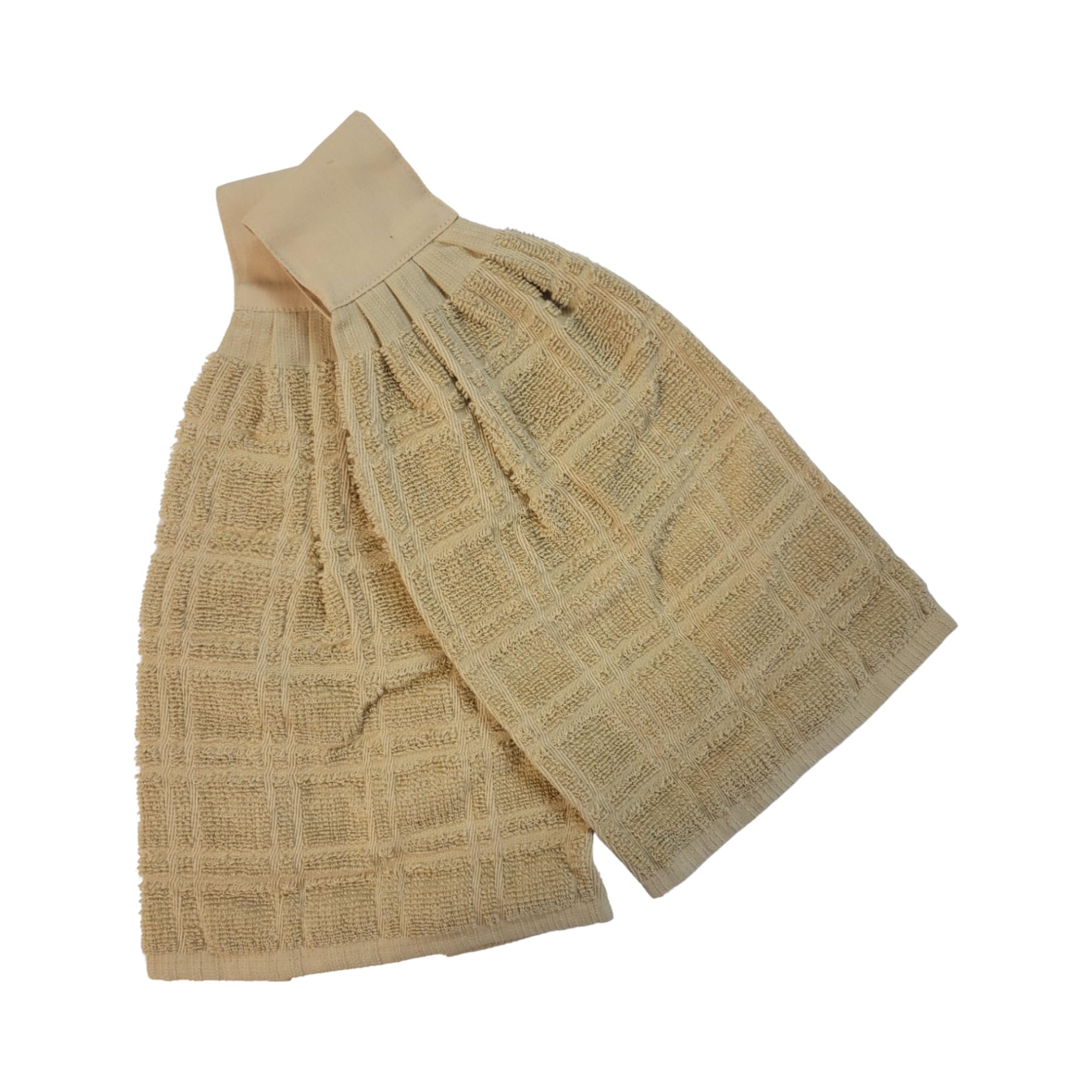 ZENVY Set of 2 Hanging Hand Towels with Hook & Loop Closure - Soft Absorbent Kitchen & Bathroom Towels for Home, Gym, or Spa (Tan)