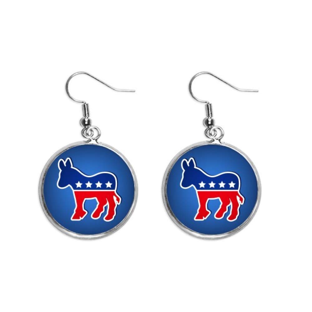 Democratic Party Donkey Emblem Silver Drop Earrings for Women - Elegant Dangle Jewelry for Political Events, Fundraisers & Patriotic Occasions