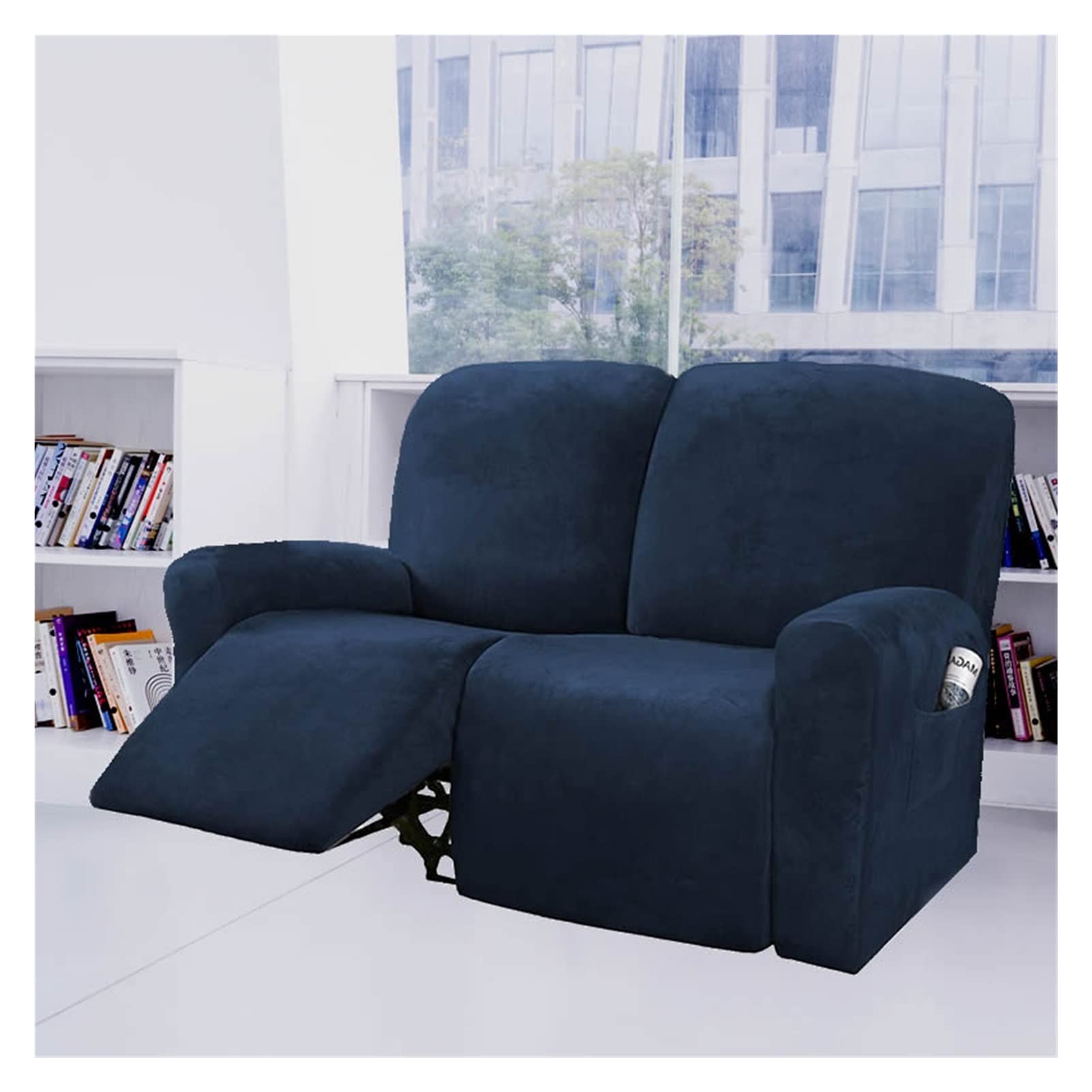 Kasumi 2-Seater Recliner Sofa Cover - Stretchable Velvet Slipcover for Armchairs & Couches, Non-Slip Furniture Protector (Color: A7) - Perfect for Living Room, Home Theater & Office Decor