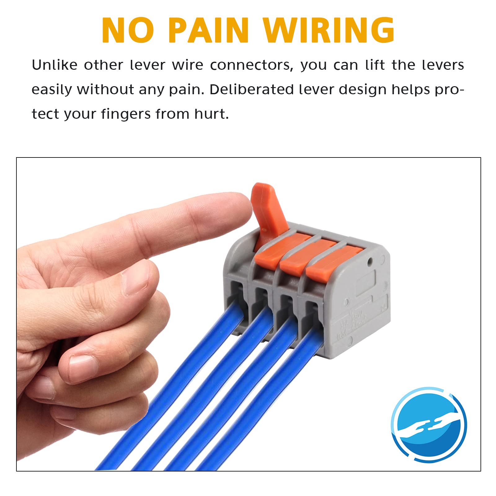 Brightfour 50-Pack Lever Wire Connectors Kit - 2/3/4/5 Port No Pain Splice Connectors for AWG 24-12 Wires - Ideal for Home Electrical Wiring, DIY Projects & Automotive Applications
