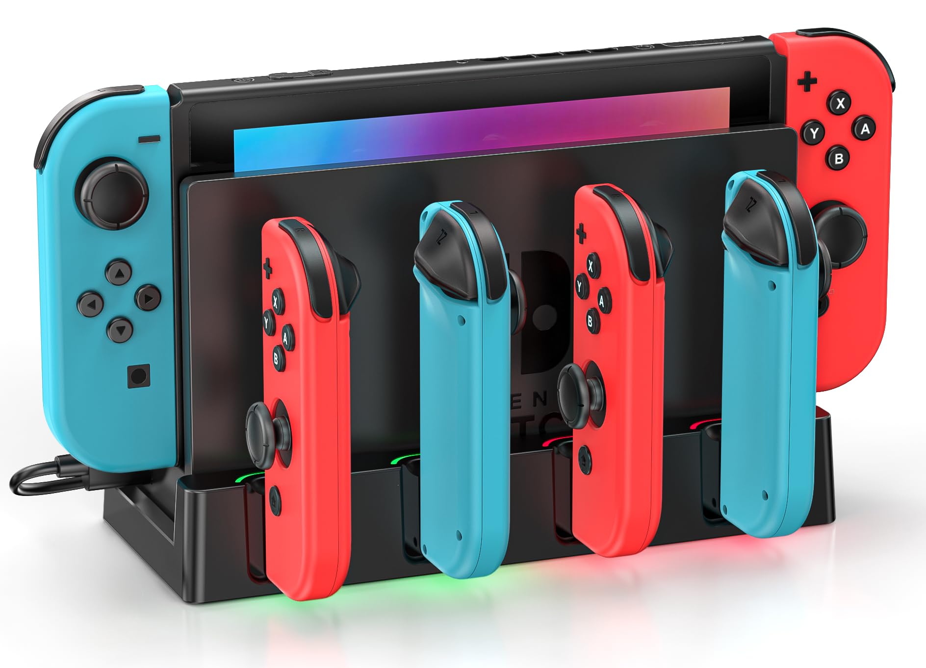Nintendo Switch & Switch OLED Charging Dock Station with Cable - Joycon Controller Charger for Nintendo Switch - Perfect Gaming Accessories for Home & Travel Use