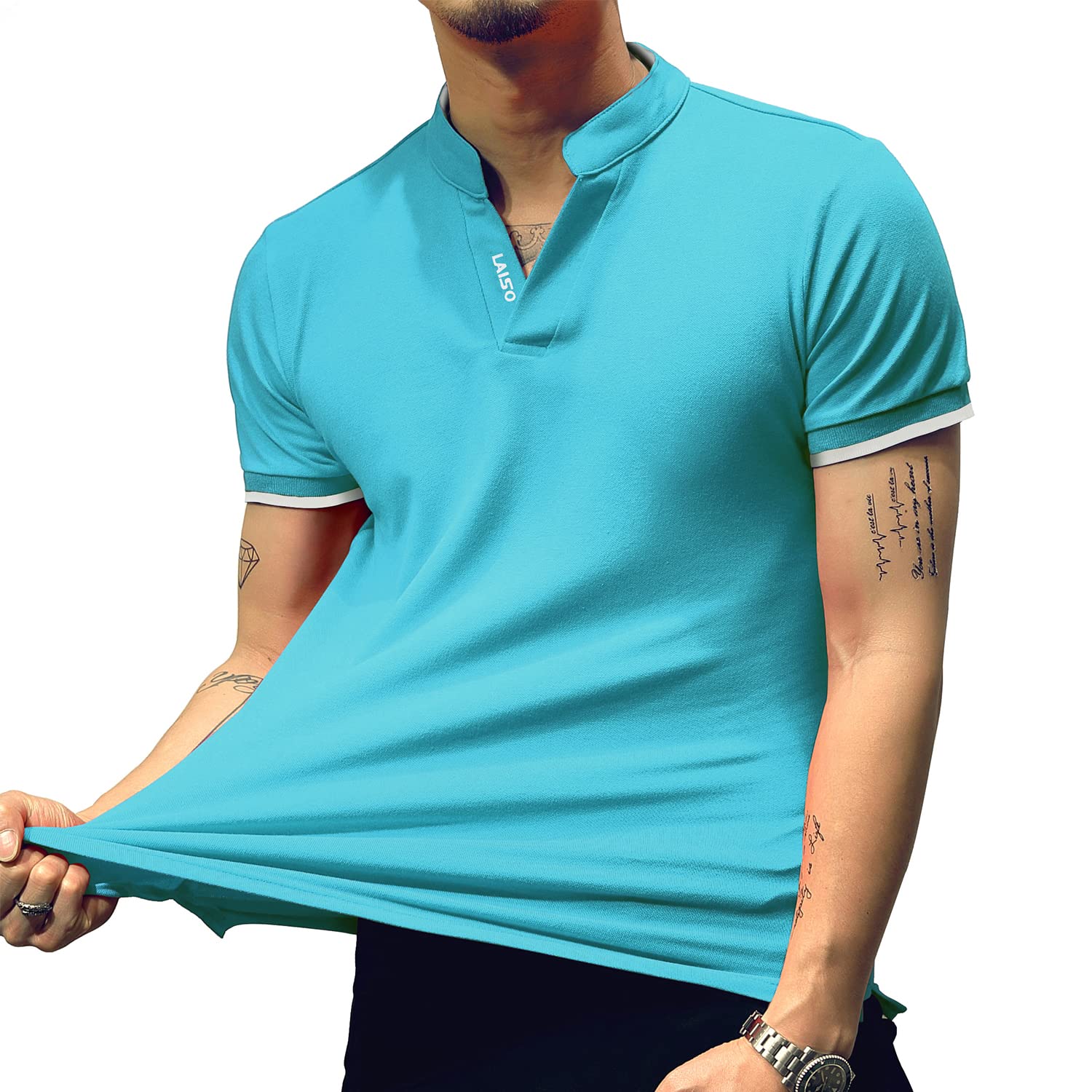 LOGEEYAR Men's Slim Fit Cotton Polo Shirts - Short & Long Sleeve Henley T-Shirts for Casual Wear | Office, Golf & Summer Outfits