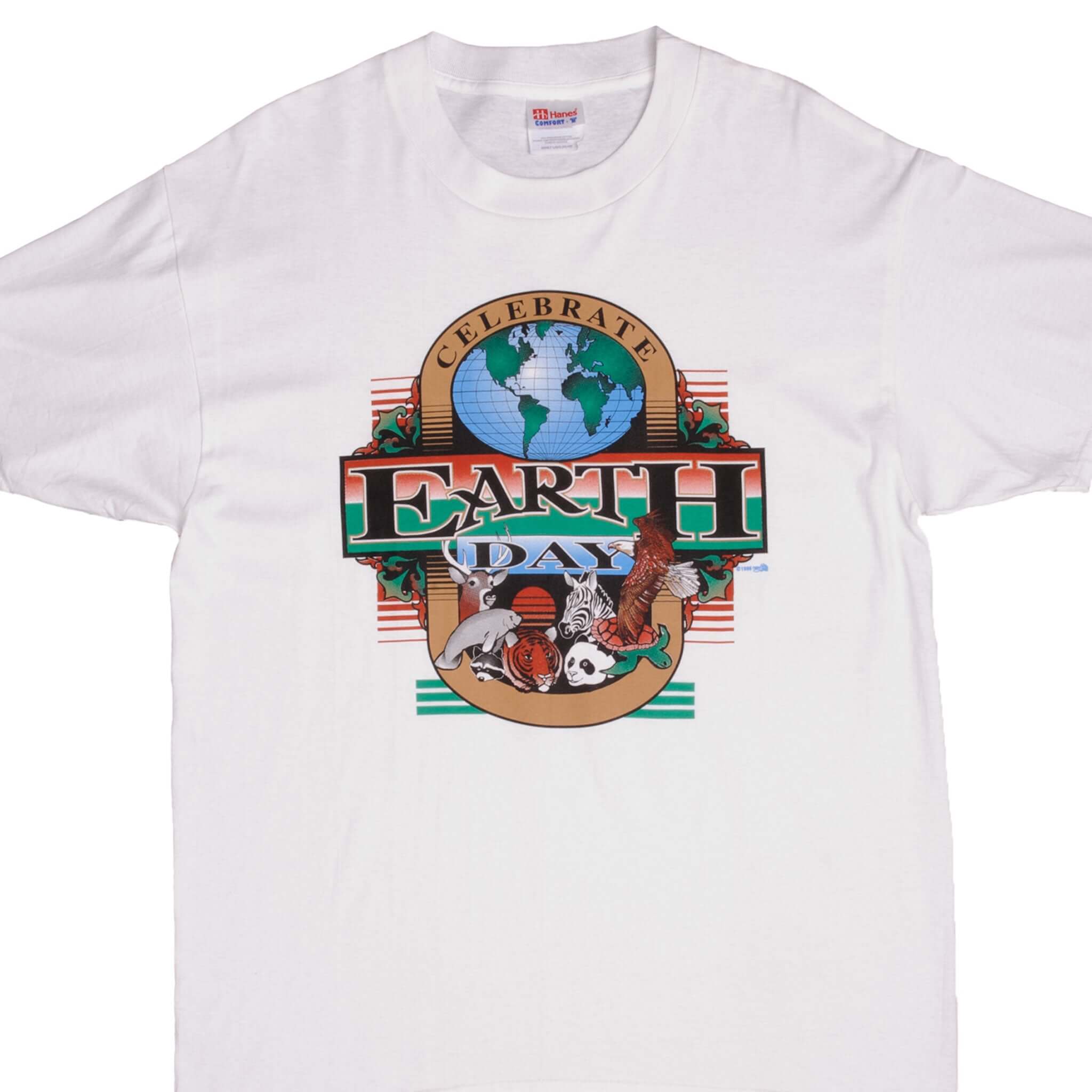 Vintage Celebrate Earth Day T-Shirt 1996 - Large Size - Eco-Friendly Cotton Tee for Environmental Awareness & Casual Wear