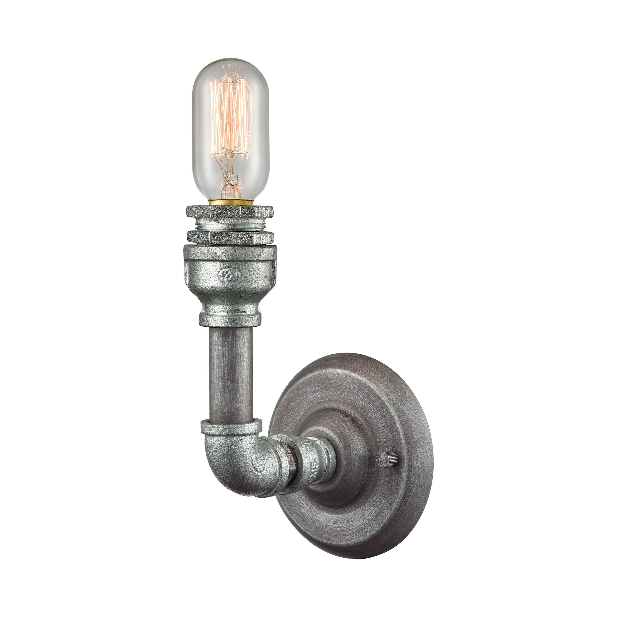 1-Light Cast Iron Vanity Lamp in Weathered Zinc Finish - Vintage Bathroom Sconce with Optional Shades - Perfect for Bathroom, Powder Room or Dressing Area Lighting