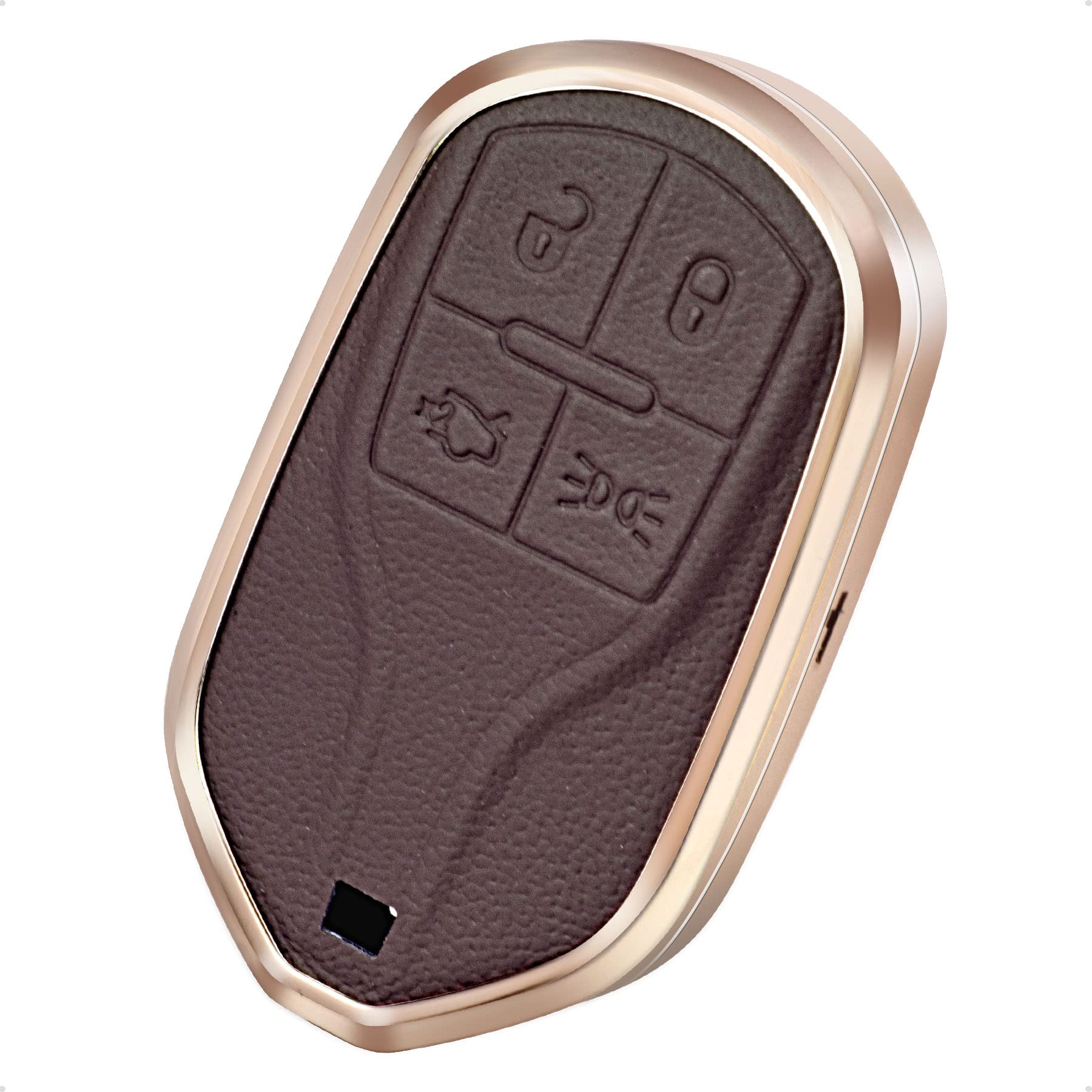 Premium Brown Leather & Aluminum Smart Key Case Cover for Maserati Ghibli/Levante/Quattroporte - 4 Button Keyless Remote Protector | Luxury Car Accessory for Daily Protection & Style Enhancement